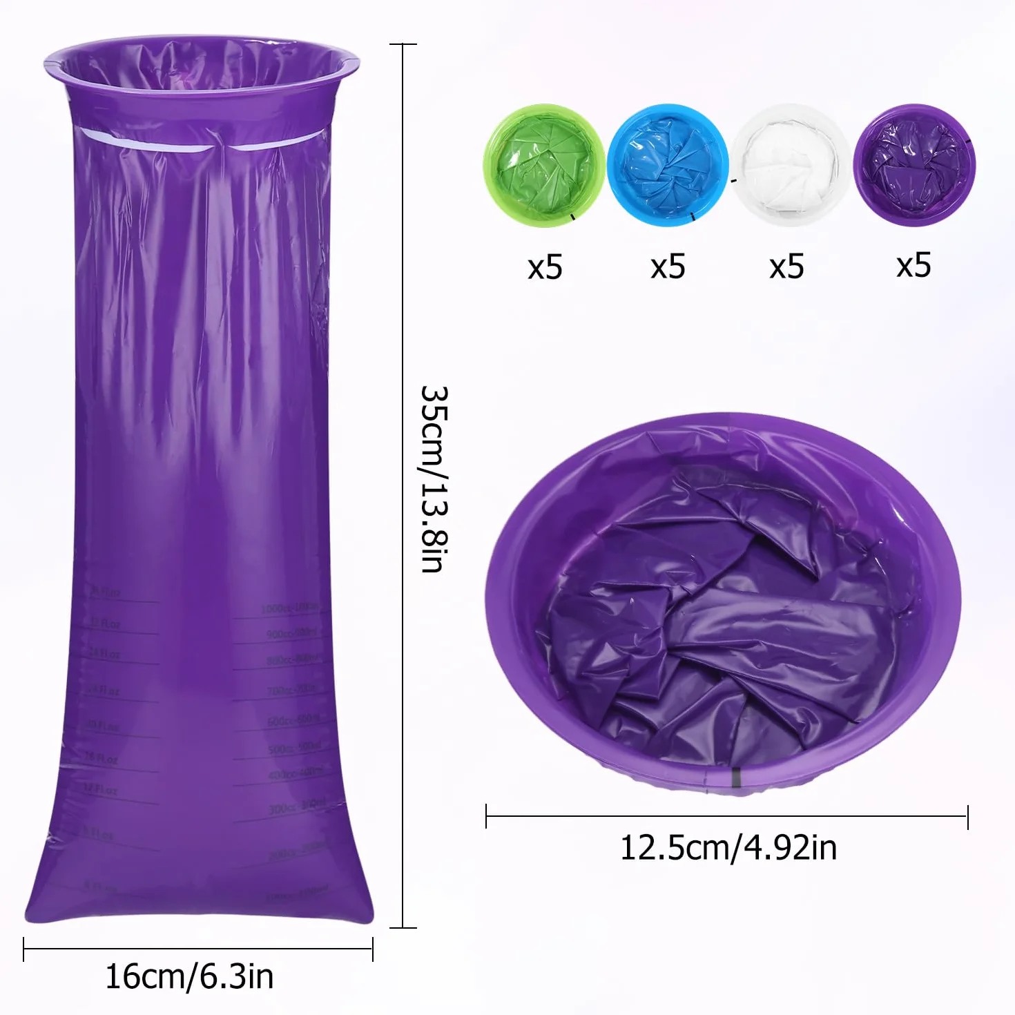 20 Pezzi Sacchetti Vomito da Viaggio Bambini 1000ml Vomit Bag con Bottoni Automatici