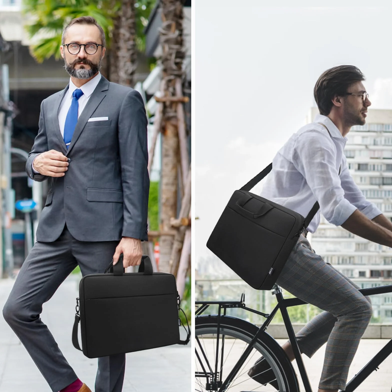 TECOOL 17 17,3 Pollici Borsa Laptop Custodia con Tracolla, Impermeabile Borsa Messenger Borsa Porta PC per 17 17,3 Pollici Acer ASUS Lenovo HP Dell Samsung Notebook Computer, Nero