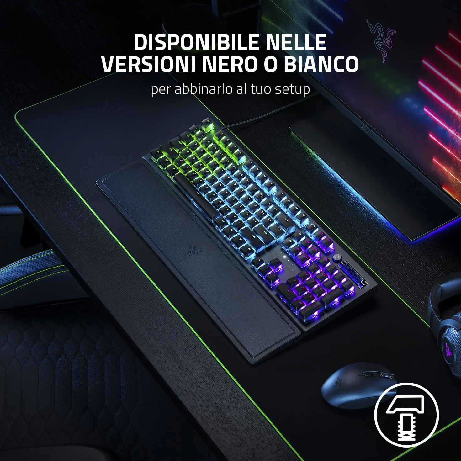 Razer Phantom Kit di upgrade dei tasti - Esclusivi tasti stealth con lati traslucidi che risplendono con l'illuminazione Razer Chroma RGB, US- & UK-Layout, Bianco