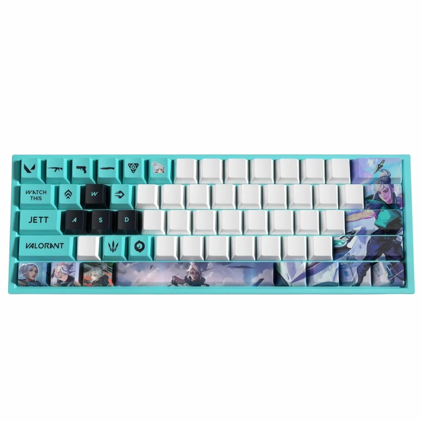Valorant Jett Set di 29 Keycaps PBT ad alta densità OEM Profile Dye Sublimazione Layout Ideale per Creatori di Contenuti e Amanti di Esport