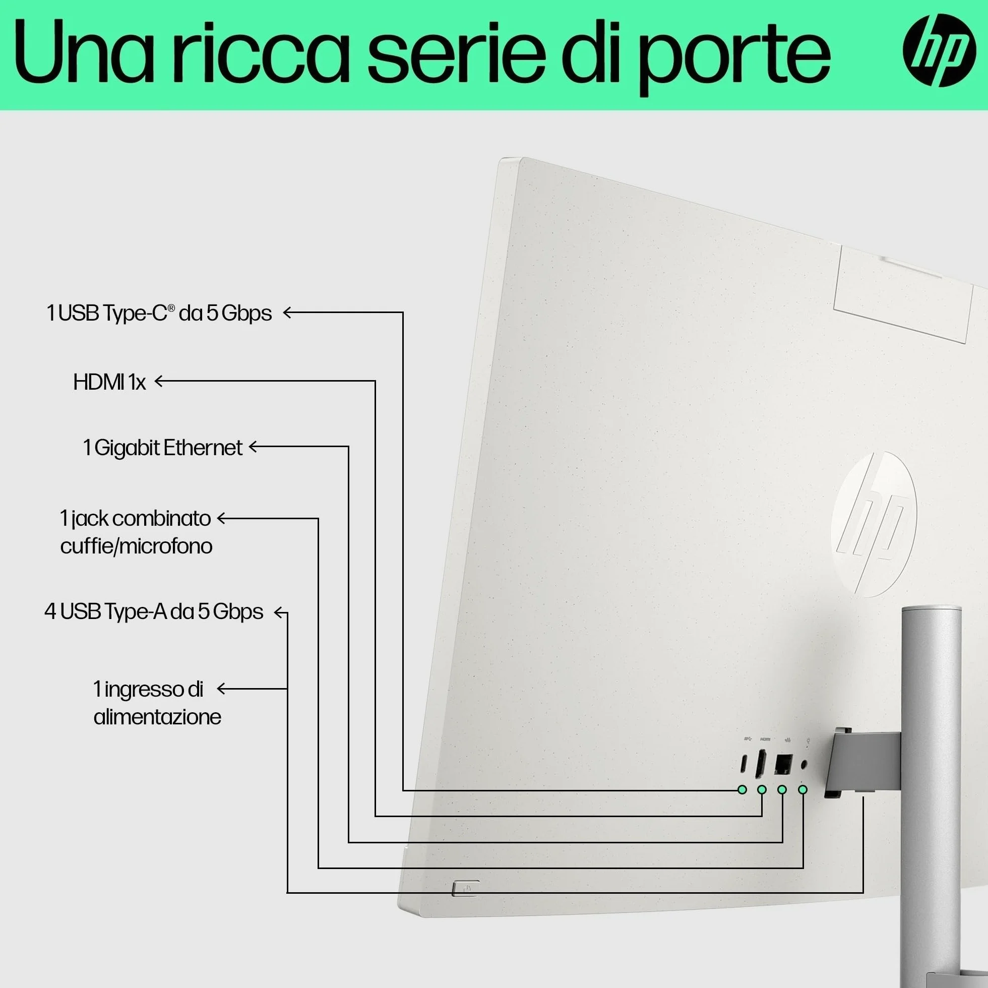 HP 27-cr0011sl All-in-One PC 27" IPS FHD Non Touch AMD Ryzen 5 7520U 16GB RAM 512GB SSD Windows 11 Desktop Bianco