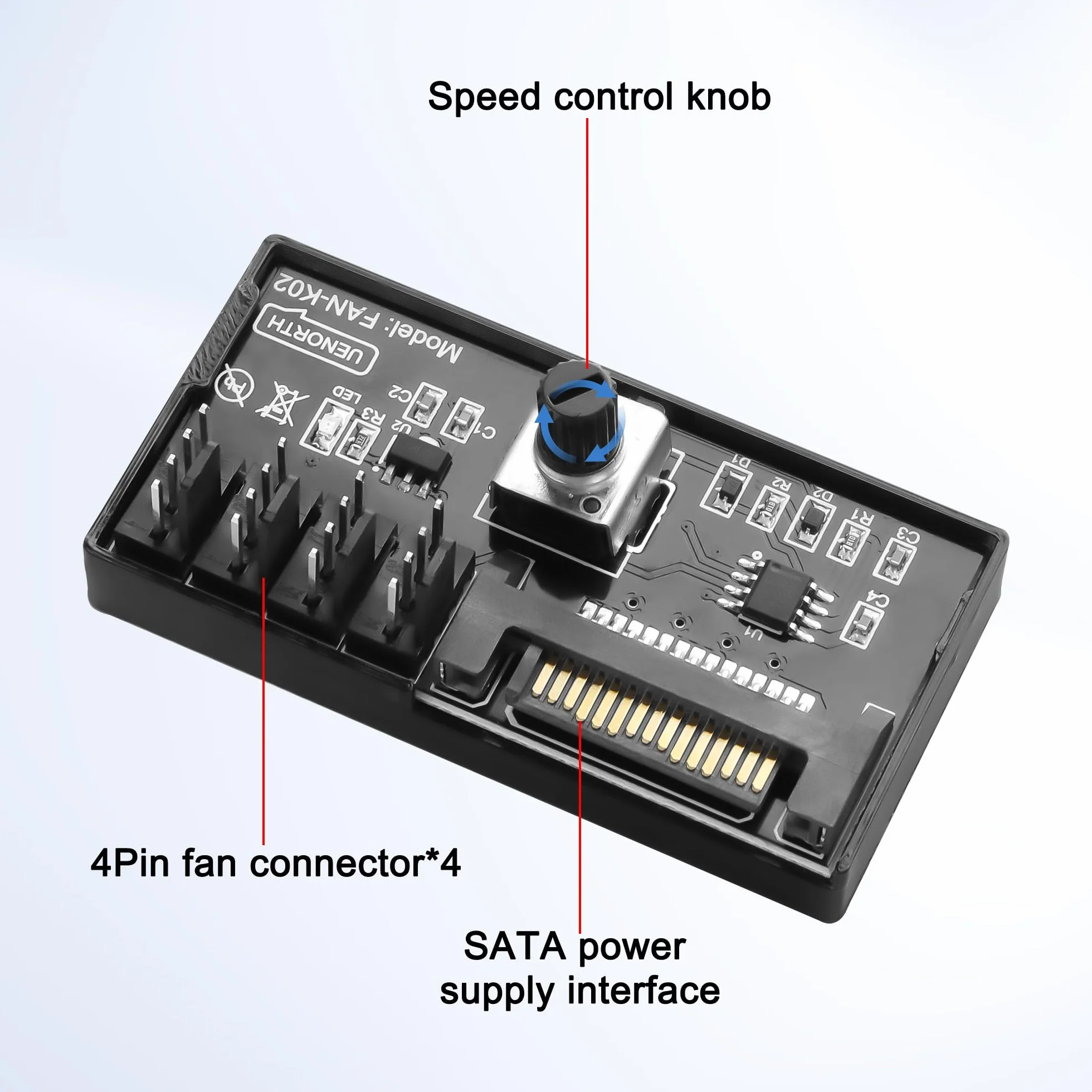 Controller ventola PC 12V 4 pin PWM hub alimentazione 4 SATA