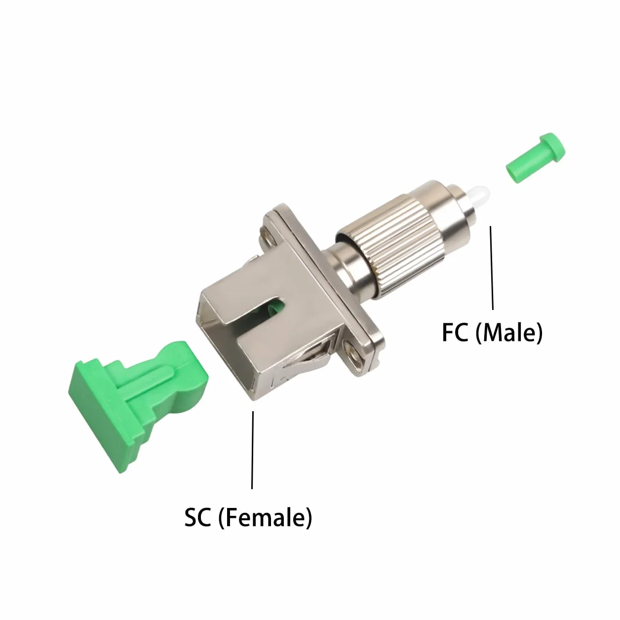 Elfcam - Adattatore a fibra ottica Cavo monomodale Simplex SC/APC Femmina a FC/APC Maschio, Confezione da 1