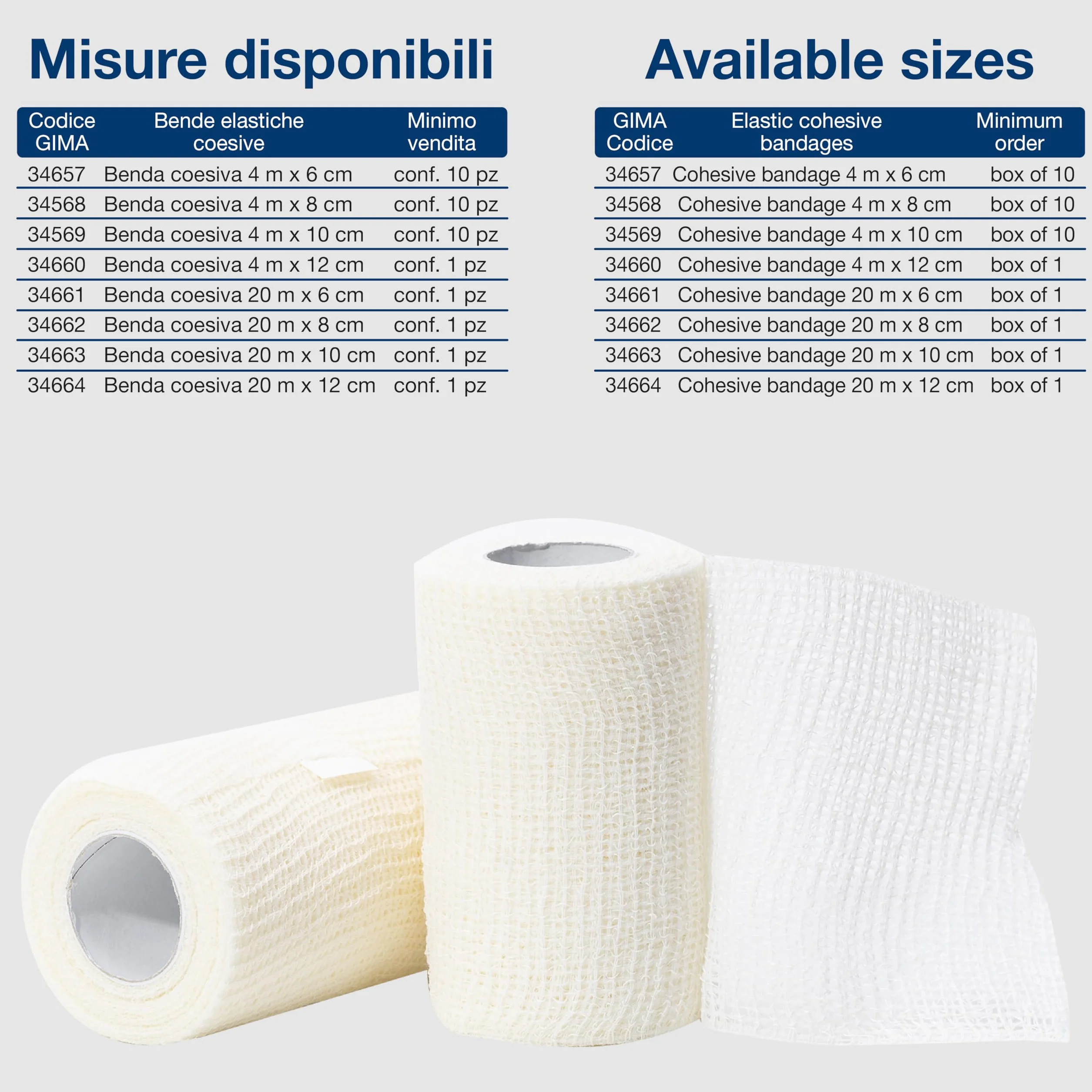 GIMA Benda elastica coesiva 20m x 10cm confezione da 1