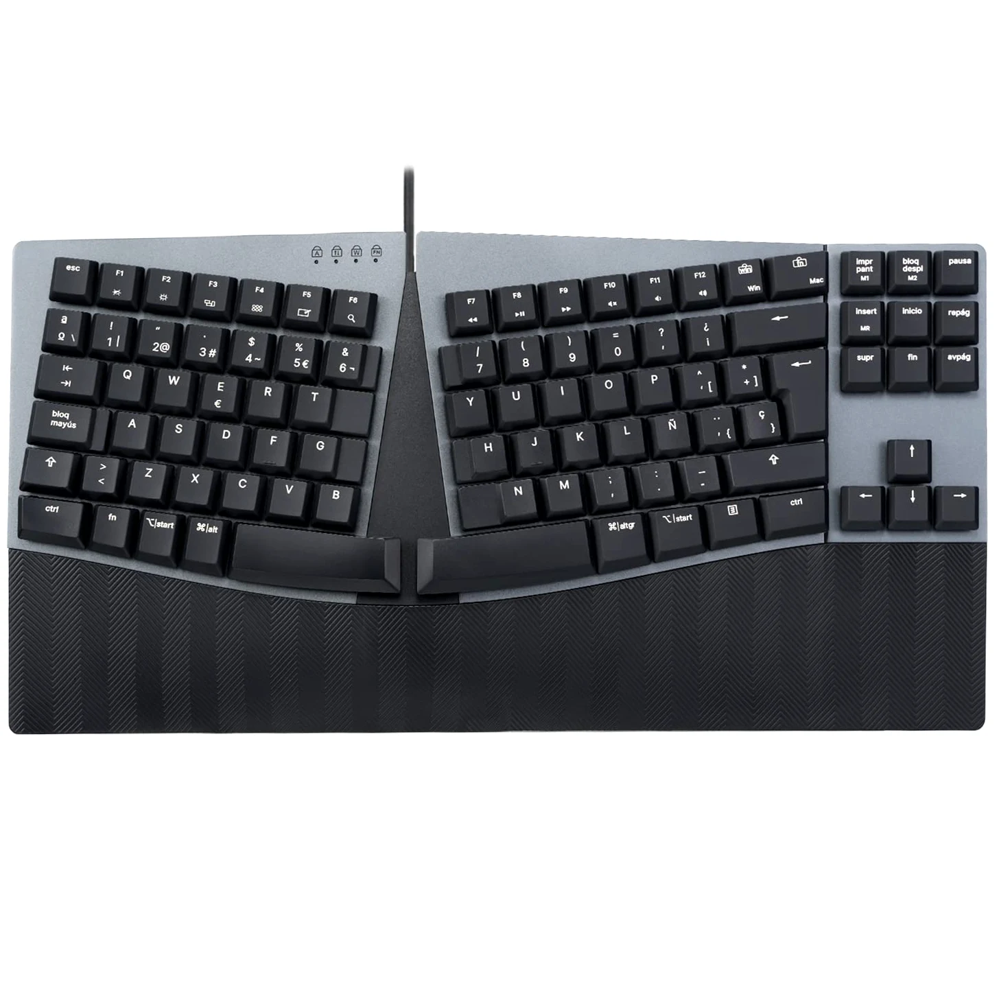 Perixx PERIBOARD-335BL Tastiera ergonomica meccanica compatta con cavo - Tenkeyless - Tasti Clicky blu a basso profilo Macro programmabili Layout Italiano