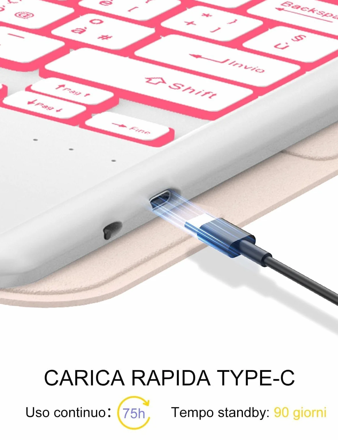 Custodia Tastiera con Retroilluminazione 7 Colori e Touchpad per iPad Air 13 Pollici (M4/M3/M2), Italiana, Bluetooth, Porta Penna - Compatibile con Air 13" 6a/7a/8a Gen, Rosa