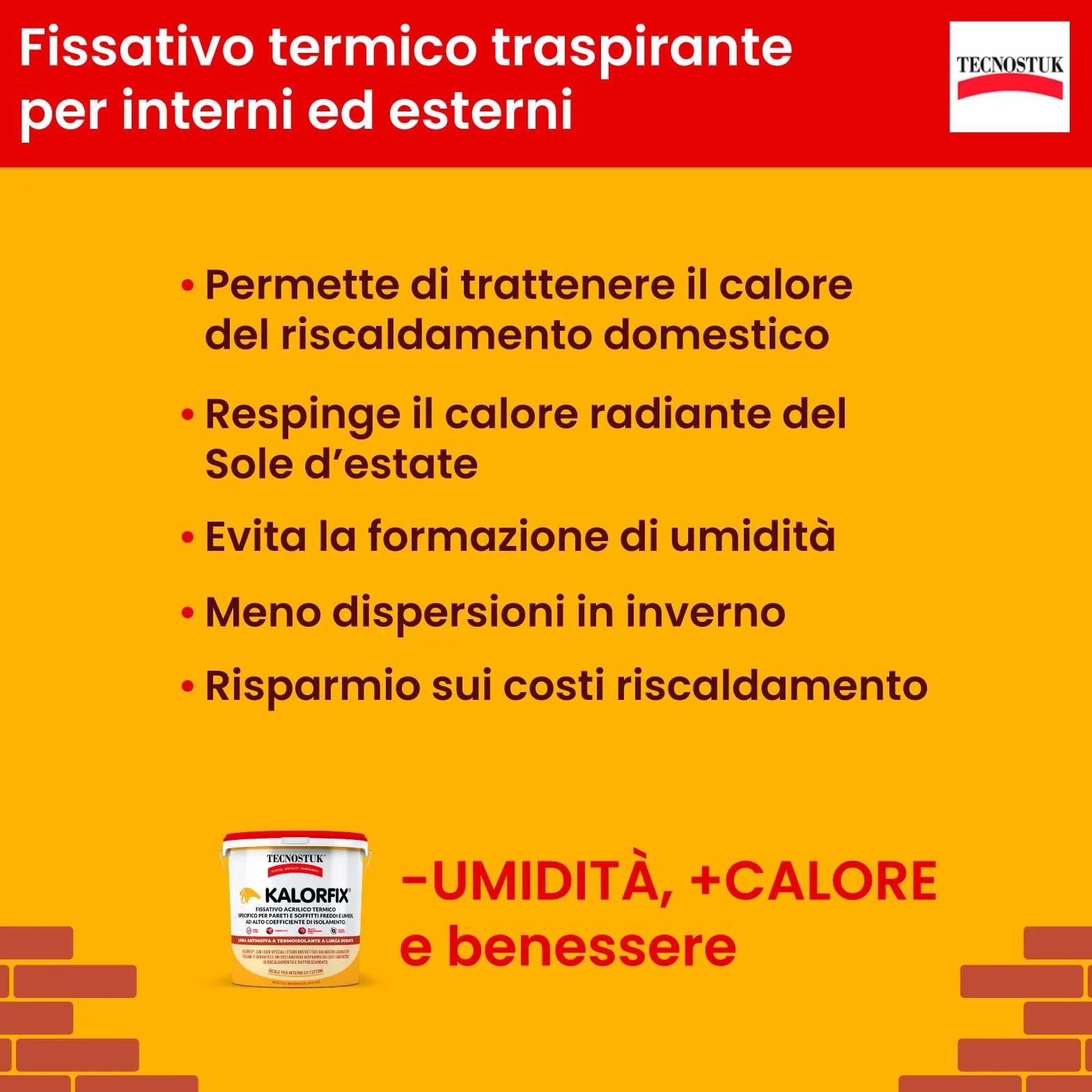 Tecnostuk Muffa K.O. Fondo Antimuffa Sbiancante Eurocali 1L + Kalorfix Fissativo Isolante Termico 1L Made in Italy