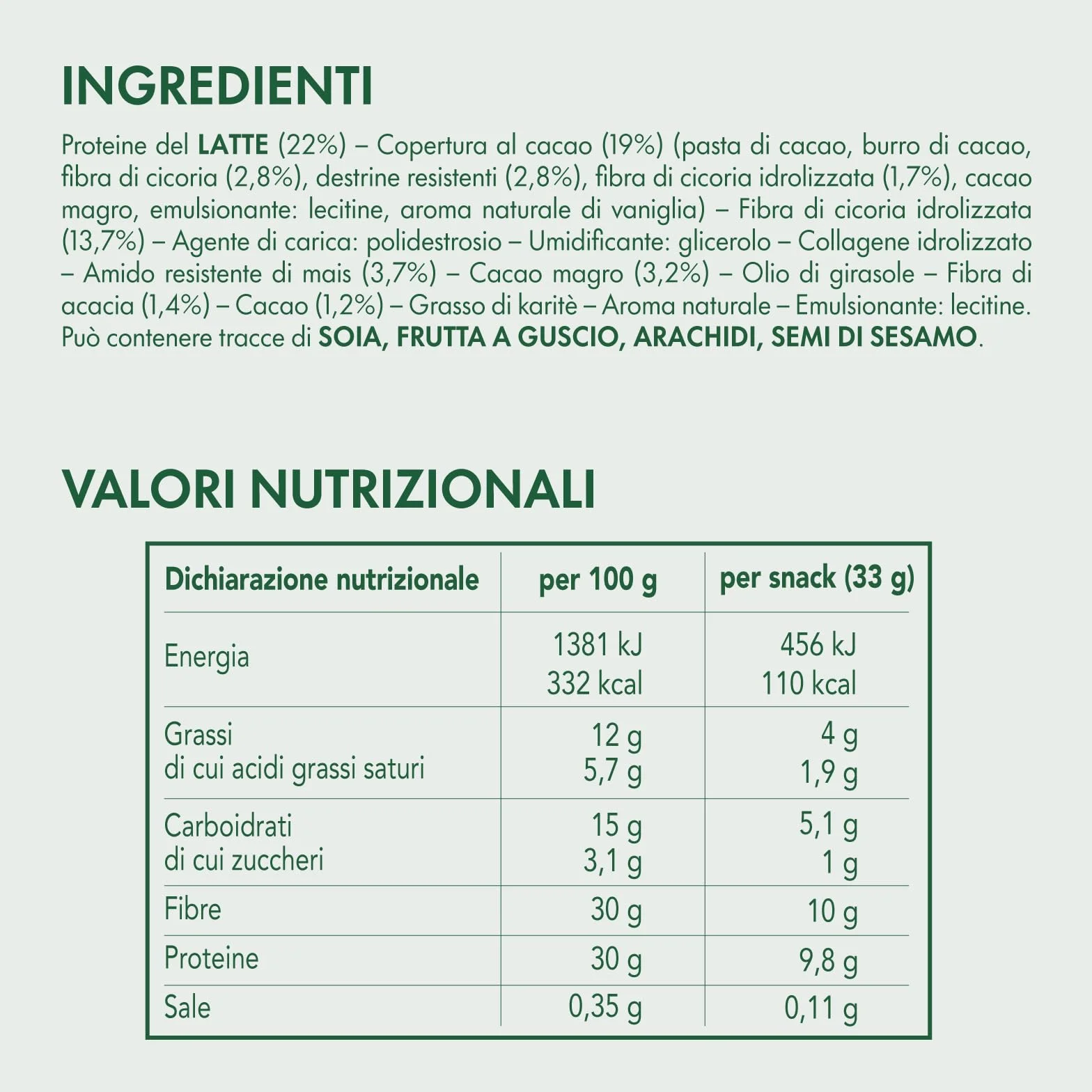 Enervit EnerZona Protein Snack Variety Pack 6x33g Barrette Assortite Cocco Noir White Peanuts Salty Caramel Pistacchio Nocciola