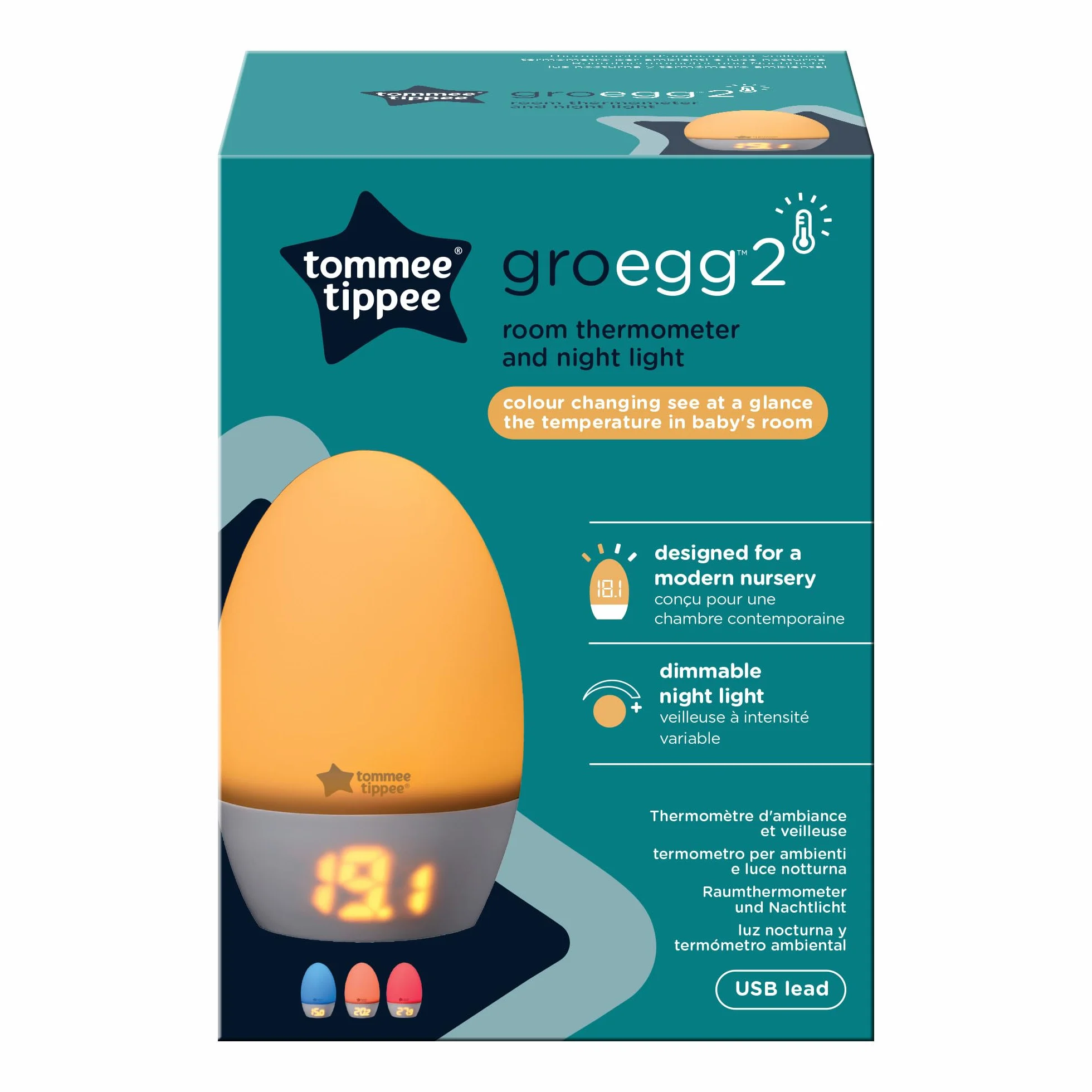 Tommee Tippee GroEgg2 termometro digitale luce notturna USB