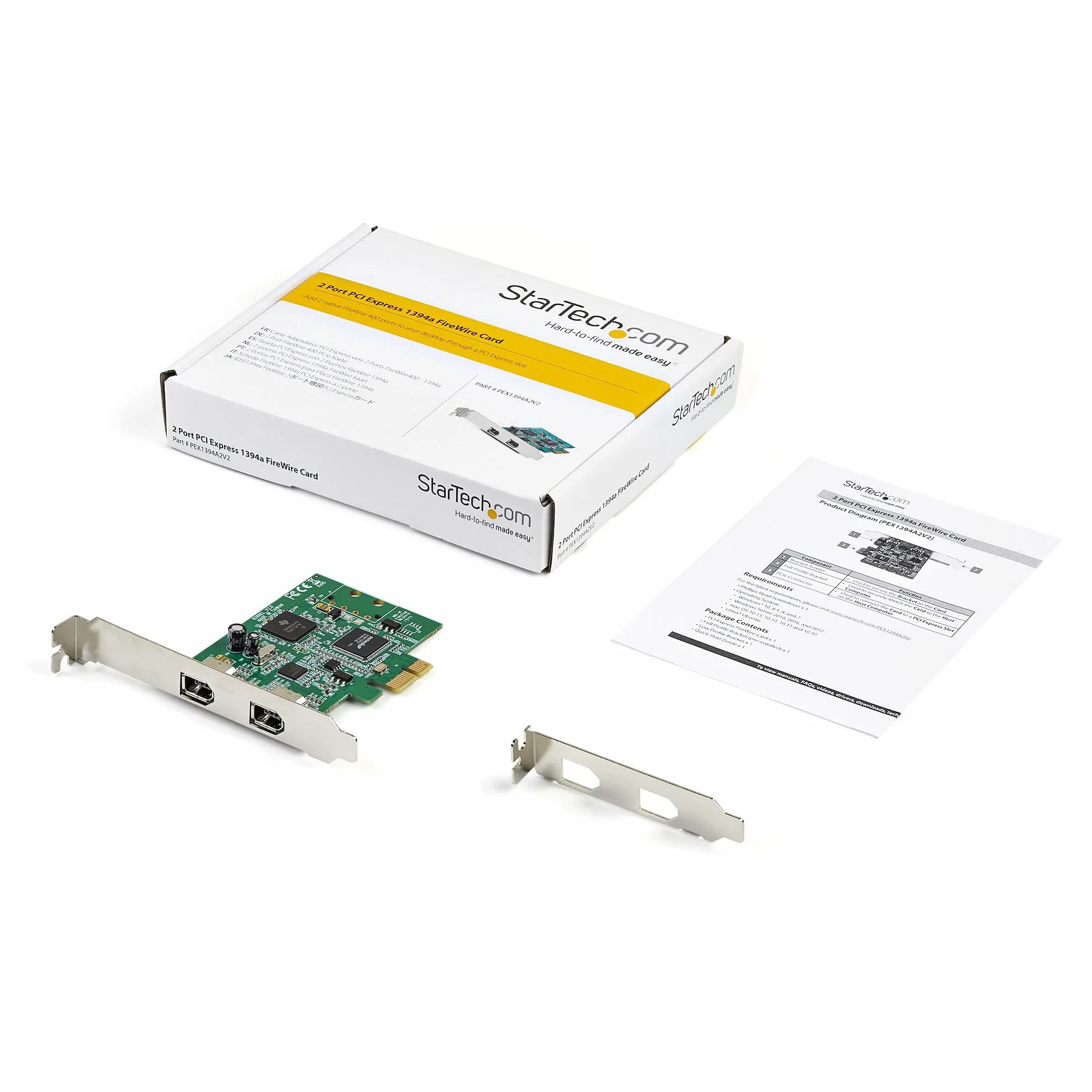 StarTech.com Scheda PCI Express FireWire a 2 porte, Adattatore PCIe FireWire 1394a (PEX1394A2V2)