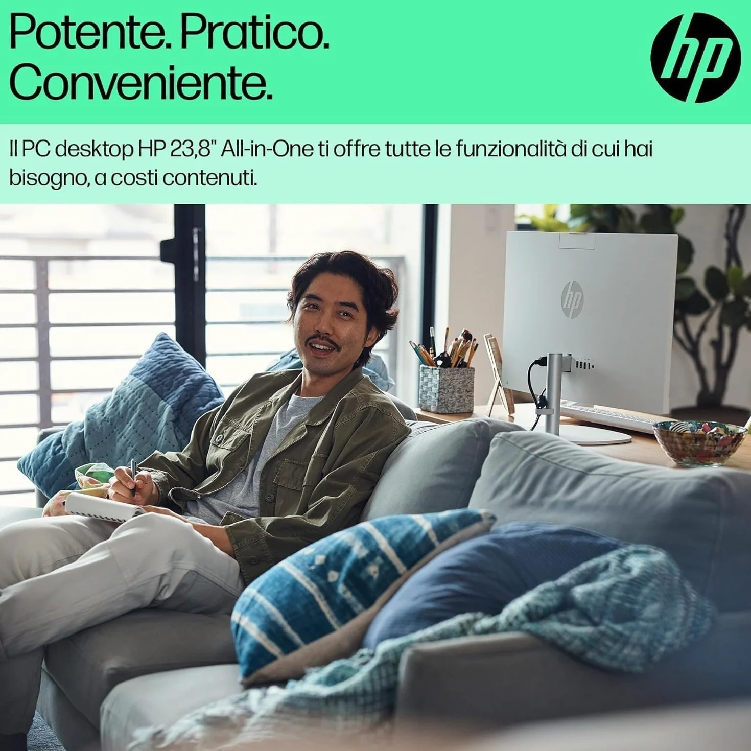HP 24-cr1000sl All-in-One Intel Core Ultra 5-125U Intel Evo Edition 16GB RAM DDR5 512GB SSD 23,8" FHD IPS Antiriflesso Wi-Fi 6 Windows 11 Bianco