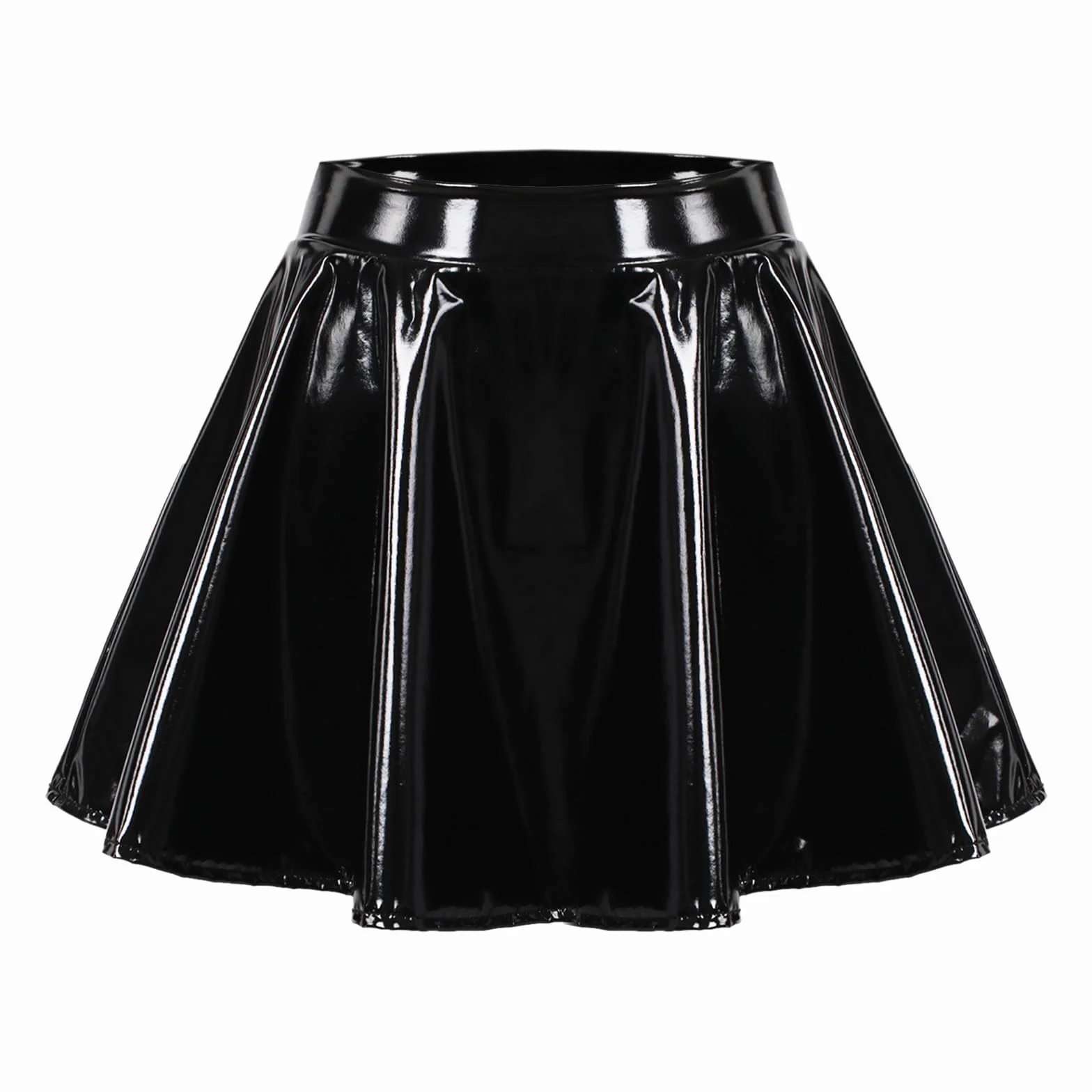 Gonna Donna Corta Sexy Mini Aderente Vita Alta Pelle Tubino Nero PVC Clubwear Minigonna Latex Bodycon Discoteca