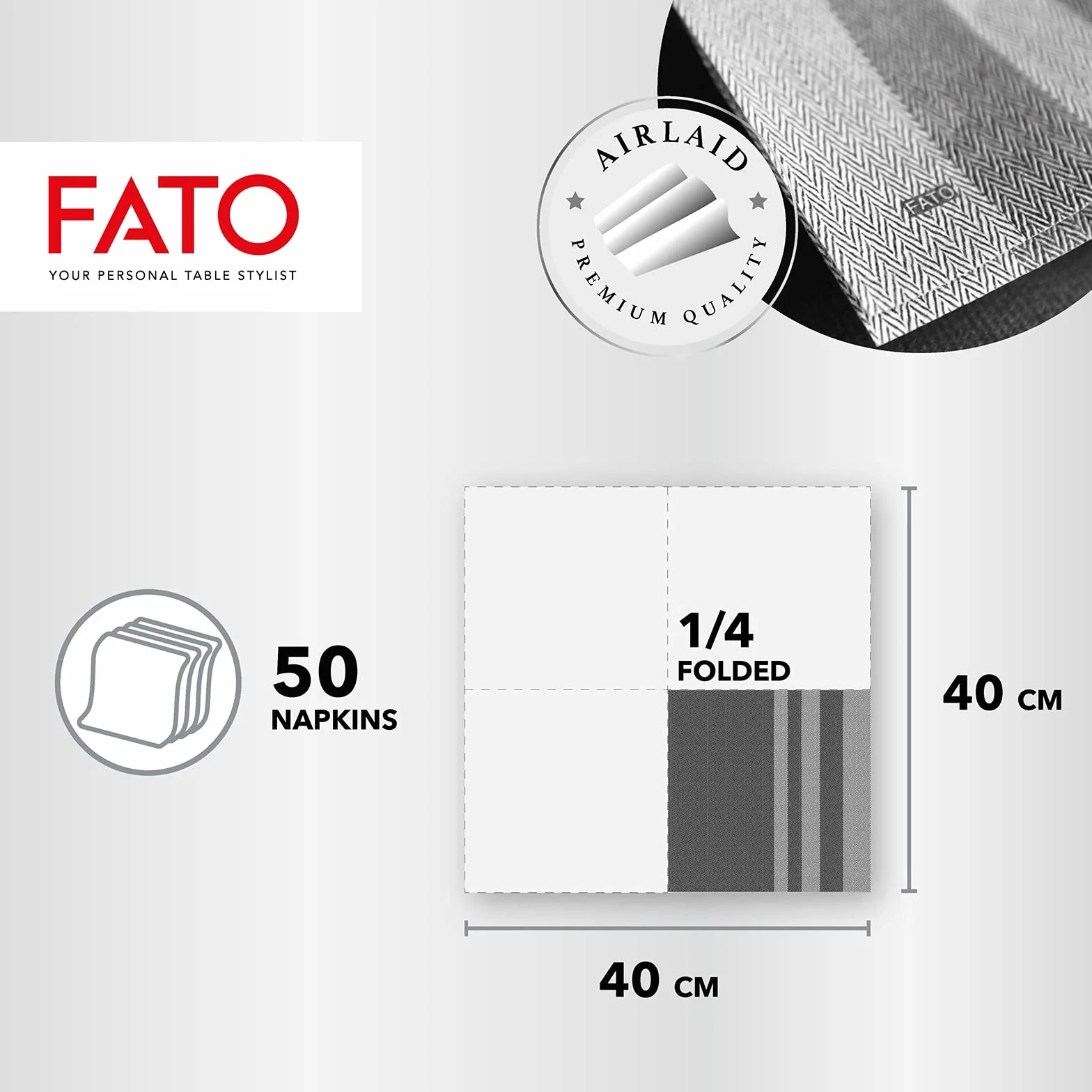 Fato Tovaglioli Airlaid Effetto Tessuto 40x40 Tweed Nero 50 sztuk