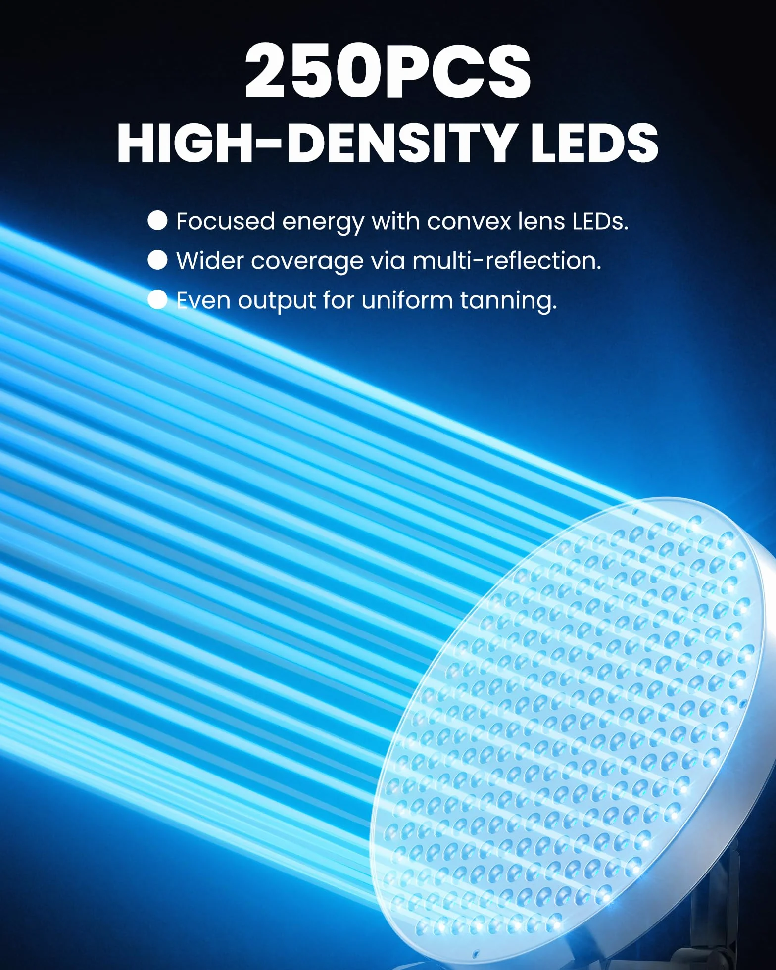 Solarium viso 250 LED 460 nm luce blu abbronzante con supporto da tavolo e sospensione
