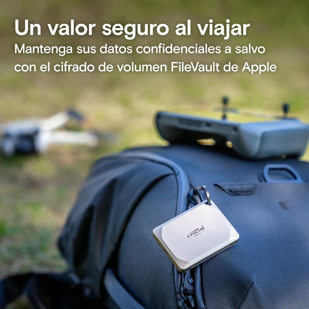 Crucial X9 Pro per Mac SSD 1TB Esterno SSD Portatile, fino a 1050 MB/s in lettura e scrittura, Adatto a Mac, Resistenza ad Acqua e Polvere (IP55), USB-C 3.2 - CT1000X9PROMACSSD9B02