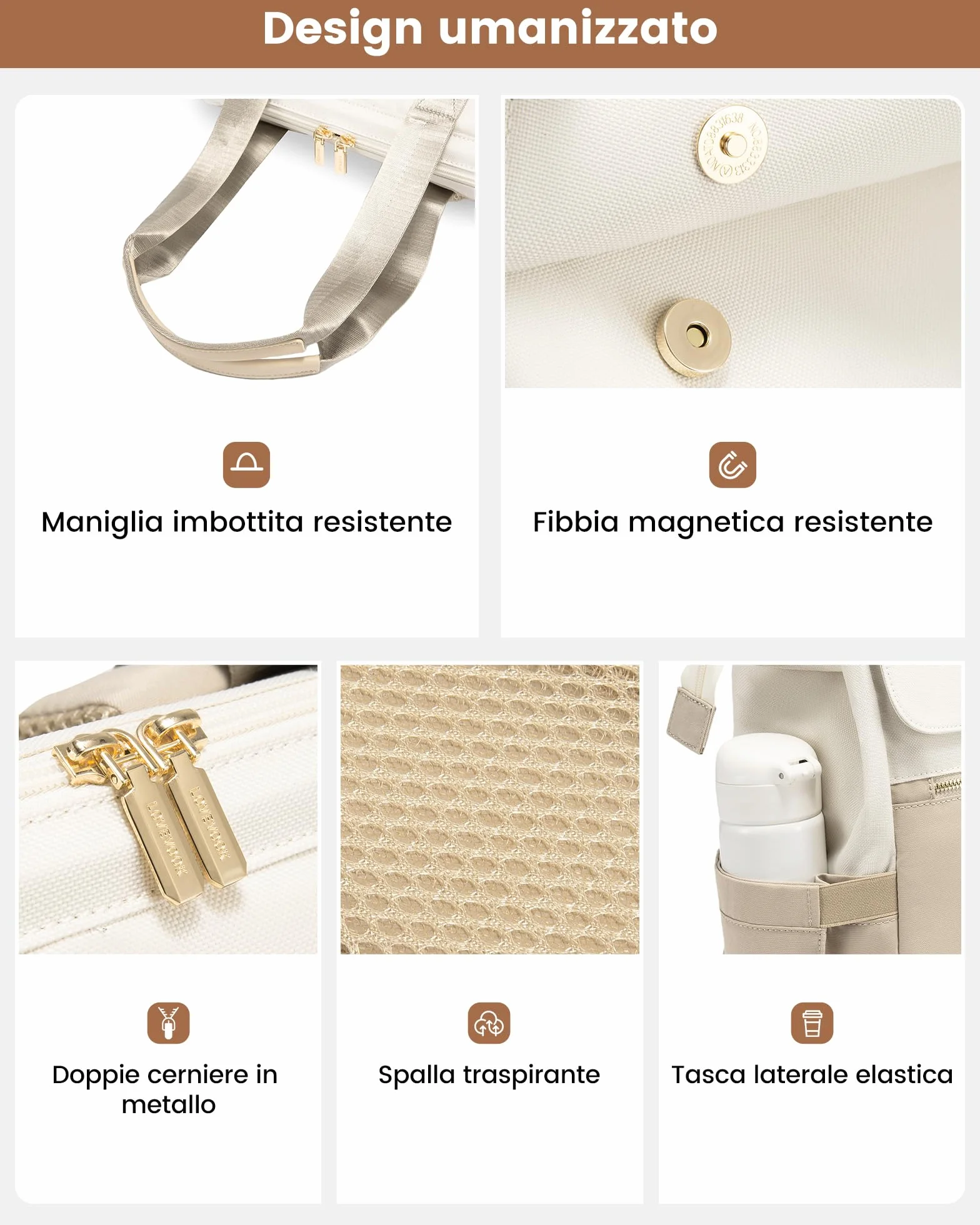 LOVEVOOK Zaino Porta PC Donna 15,6 Pollici, Antifurto e Impermeabile, Con Porta USB per Lavoro, Università, Viaggi, Docente, Ufficio, Scuola