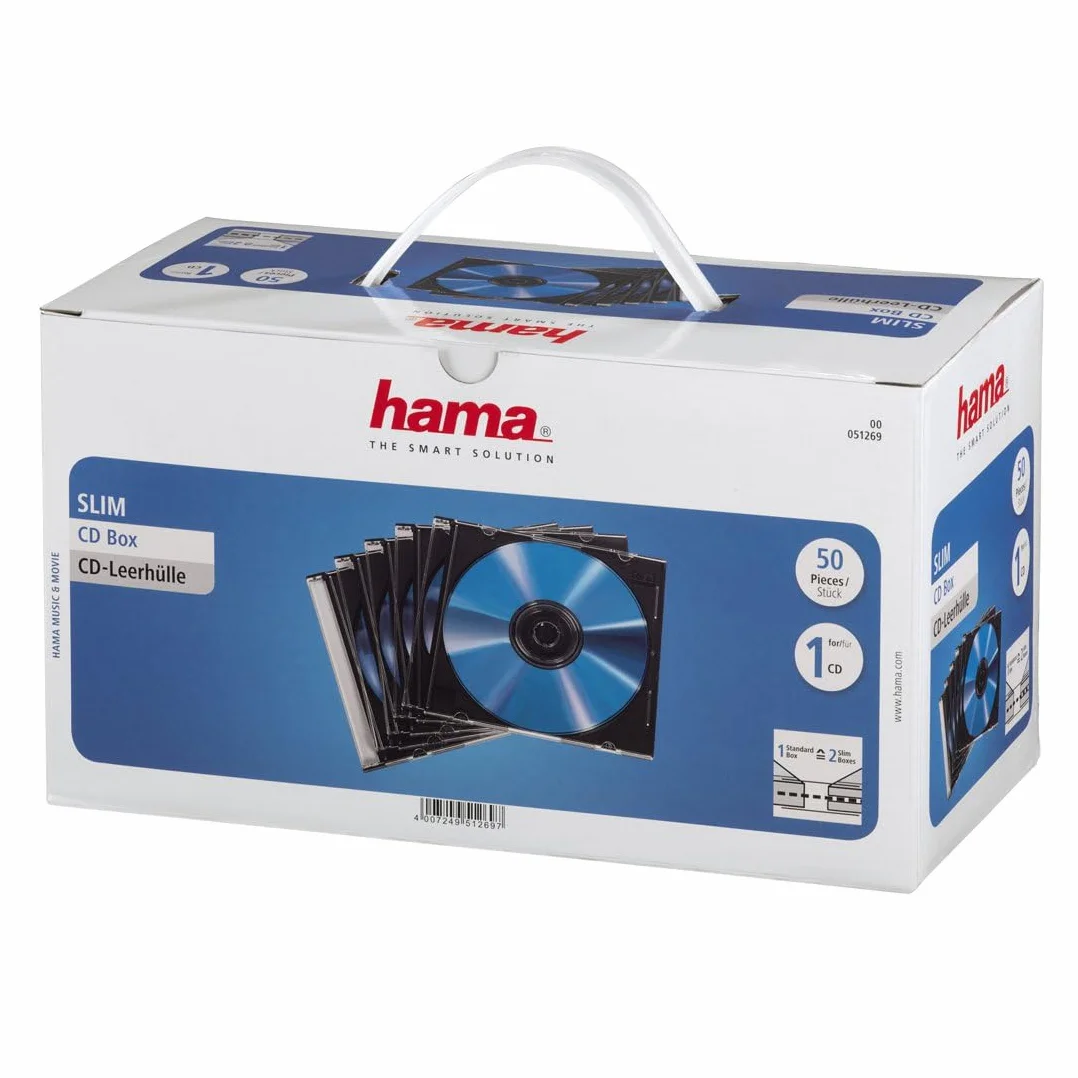 HAMA 51269 Custodia CD Slim, 50 Pezzi, Trasparente