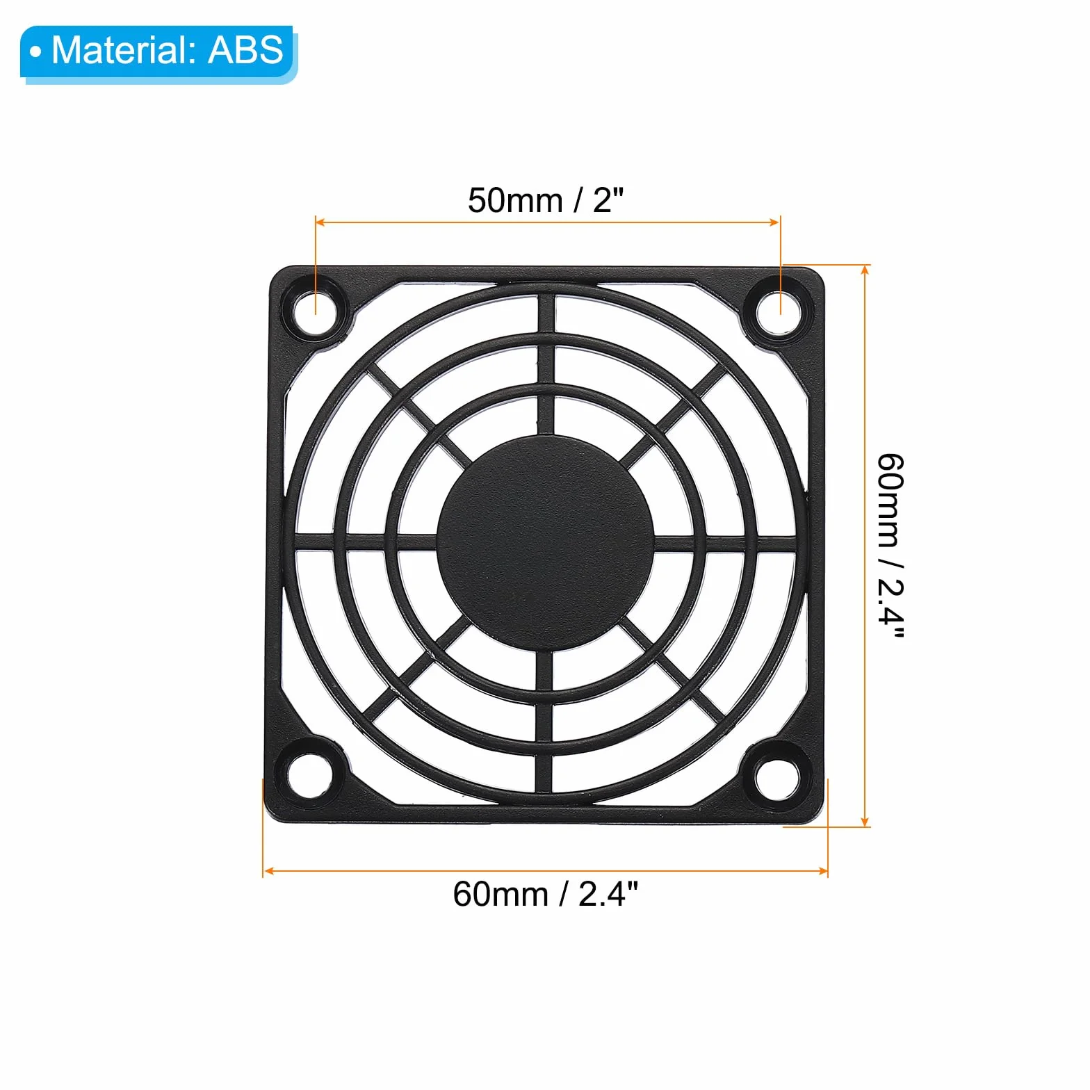 PATIKIL 60mm Ventola Filtro, 4pz ABS Plastica Ventilatore Griglia Protezione Protezione per Ventola Protezione Copertina Fai-da-Te, Nera