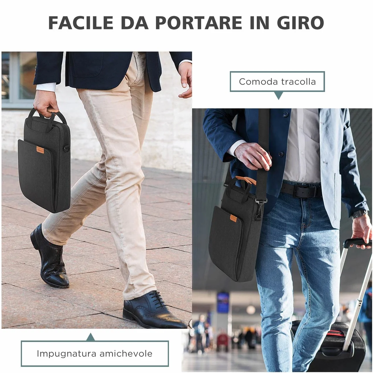 NIDOO 10-11 Pollici Tablet Custodia Protettiva Borsa a Tracolla PC Portatile con Manico per 10" iPad/10.5" 11" iPad Pro M1/10.5" 10.9" iPad Air/10.5" Surface Go 2 3/10.8" Surface 3, Grigio Scuro
