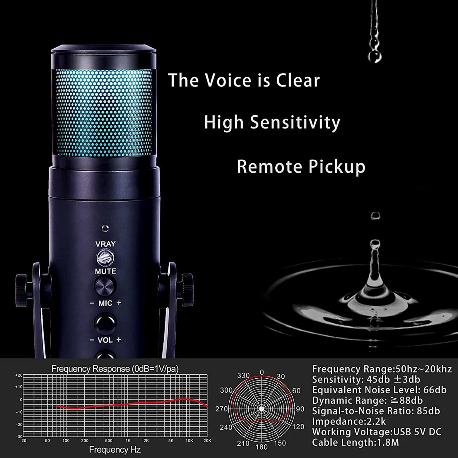 Microfono a Condensatore USB, Microfono a Condensatore RGB Con Luce Colorata Per L'atmosfera Respiratoria, Modello Cardioide, Adatto Per Registrazione Video, Podcasting, Giochi