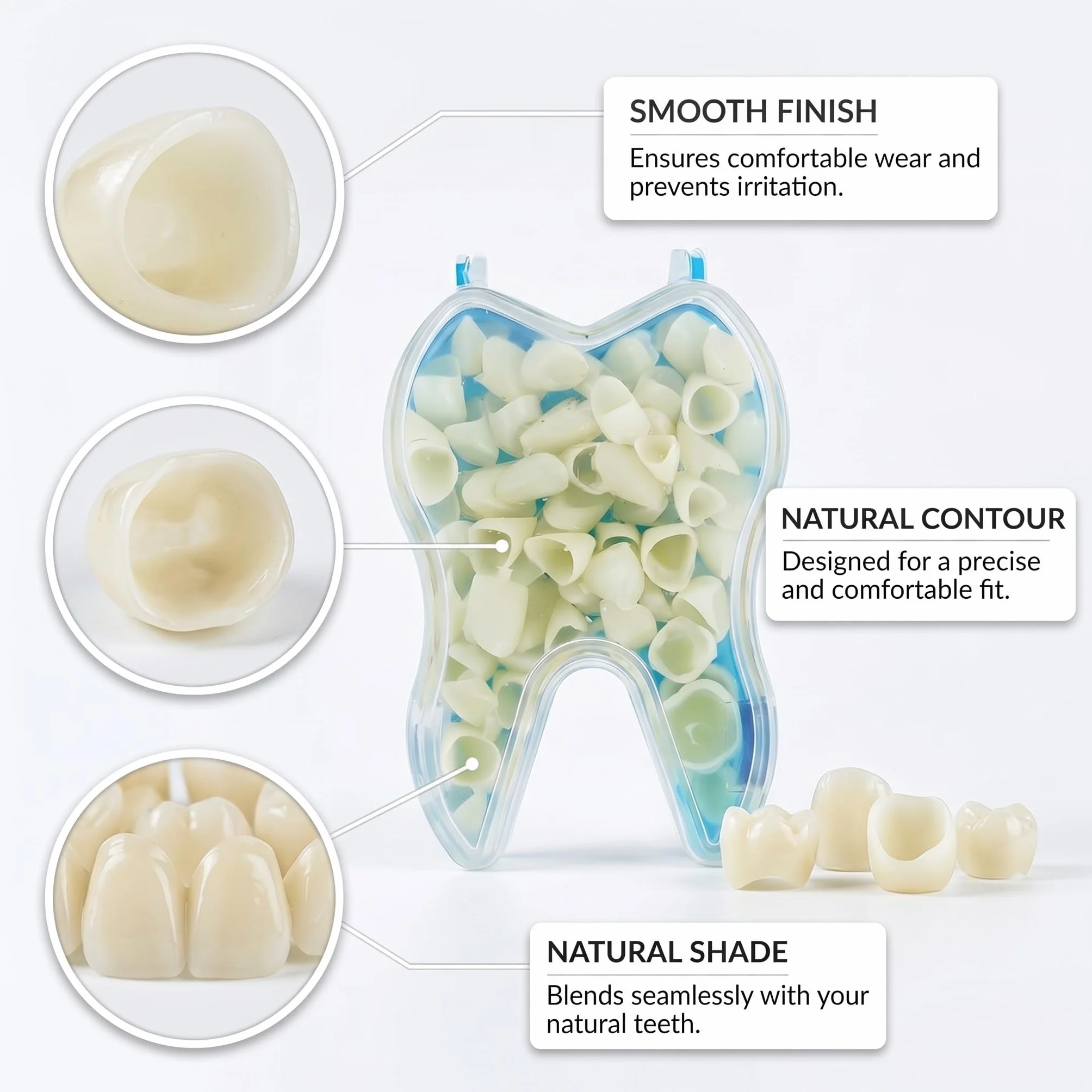 Faccette Dentali, Kit di Riparazione Dentale 100 Pezzi per Denti Anteriori e Posteriori