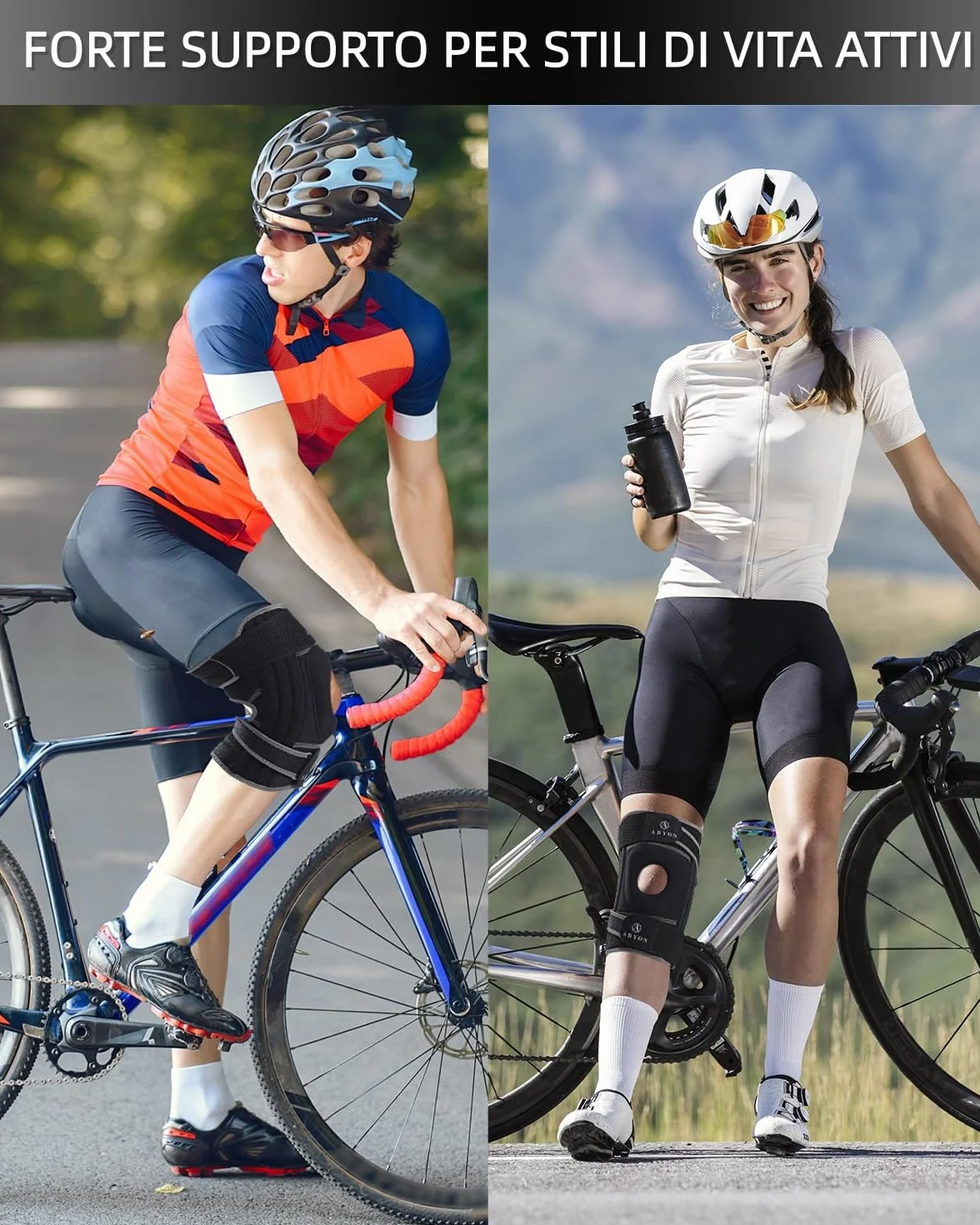ABYON ELITE Ginocchiera Regolabile Antiscivolo con Stabilizzatori Laterali per Dolore Artrite LCA Menisco