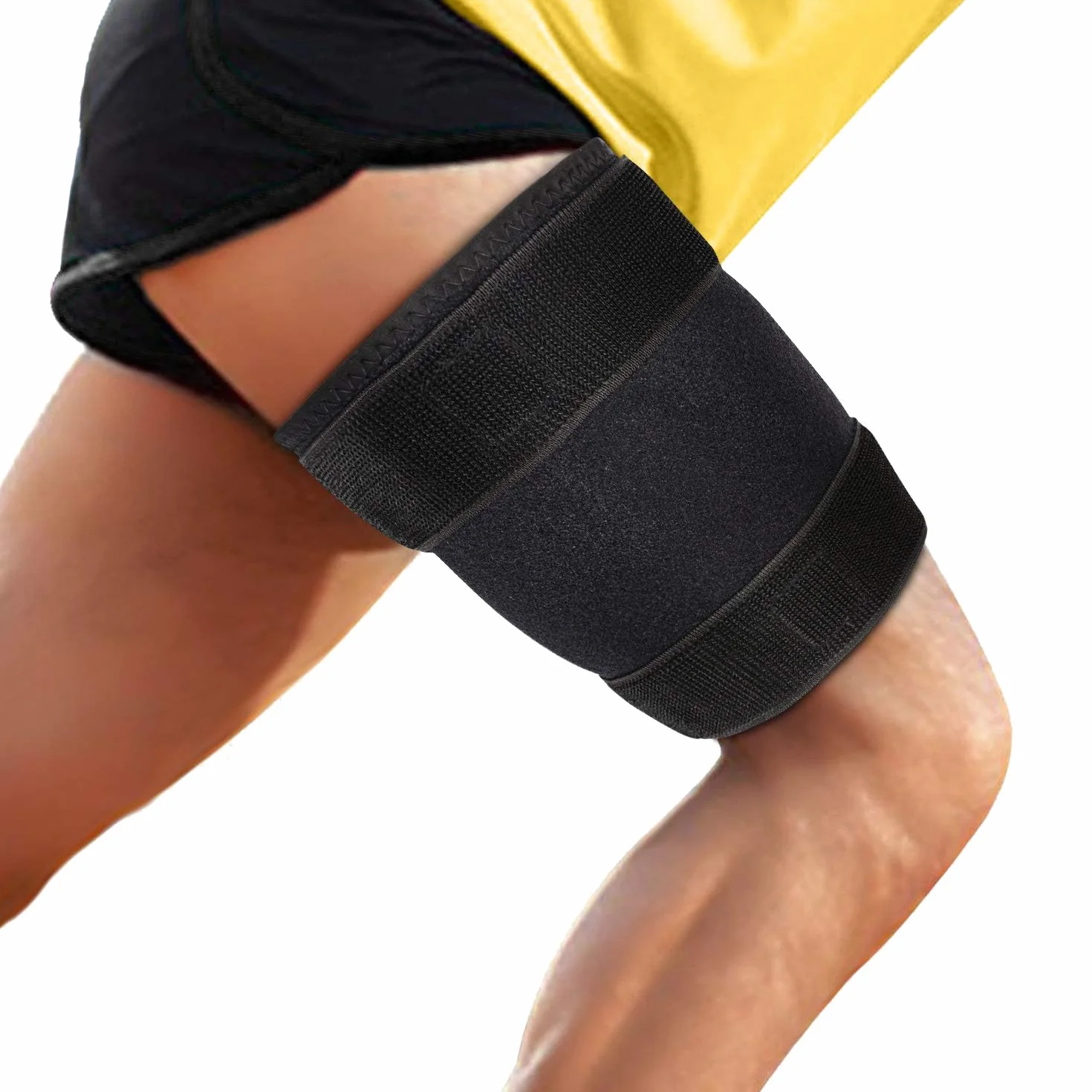 Supregear Supporto per Coscia, Fascia in Neoprene Avvolgente Compressione Manica Coscia Regolabile Nero
