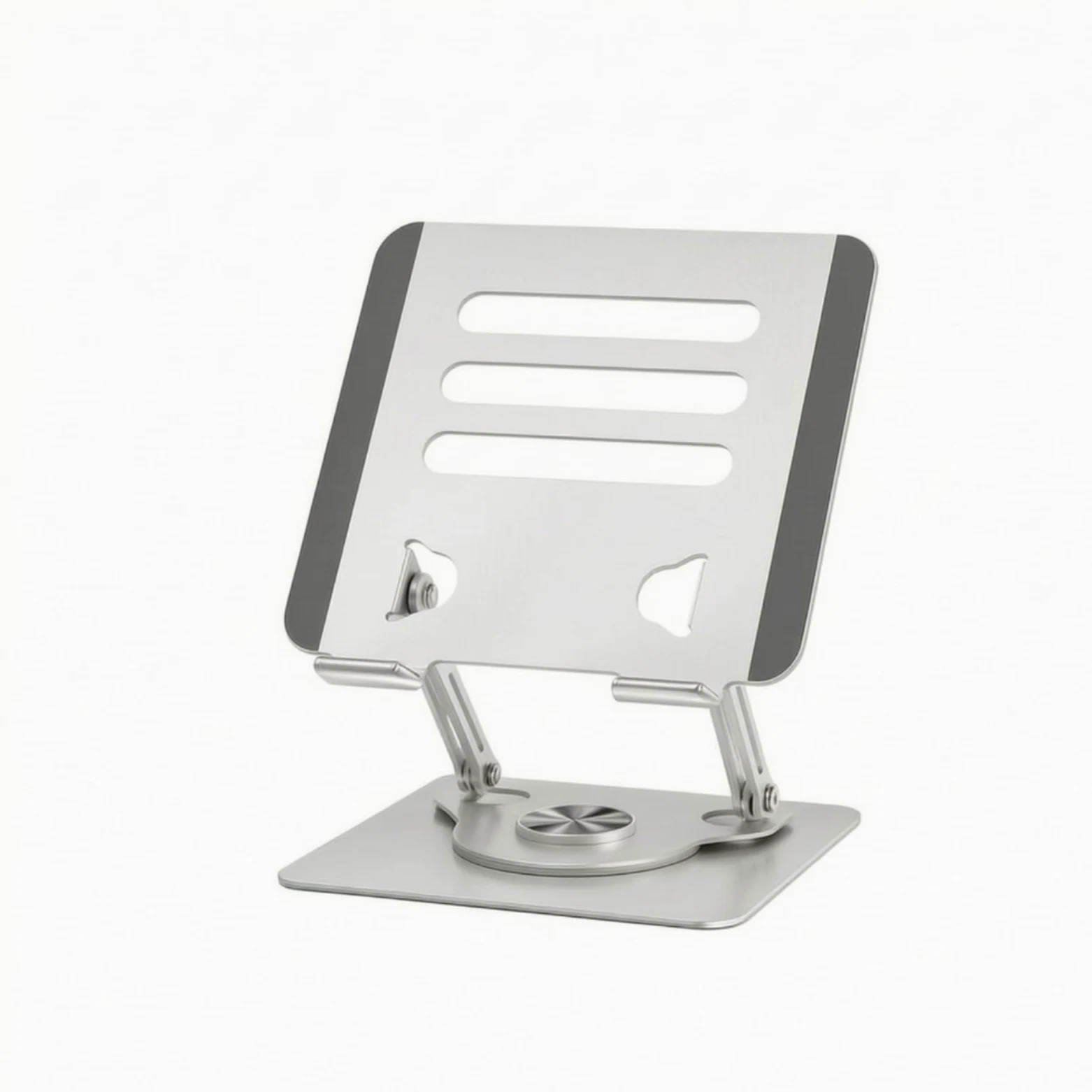 Supporto Girevole a 360° Metallico per Ufficio, Bianco, Pieghevole, Rotazione A 360 Gradi, Supporto Per Laptop In Lega Di Acciaio