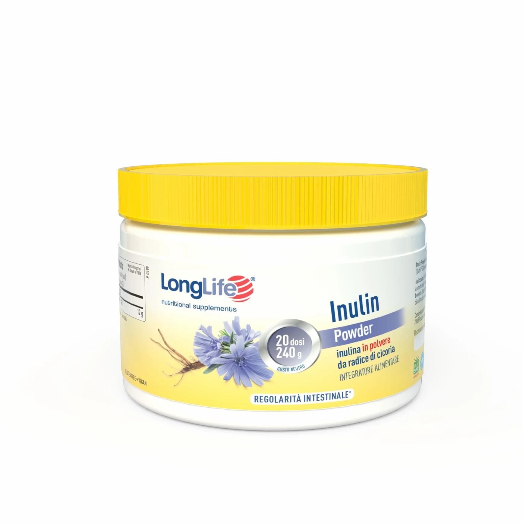 Inulina radice di cicoria LongLife® Fibra solubile 100% vegetale 20 dosi