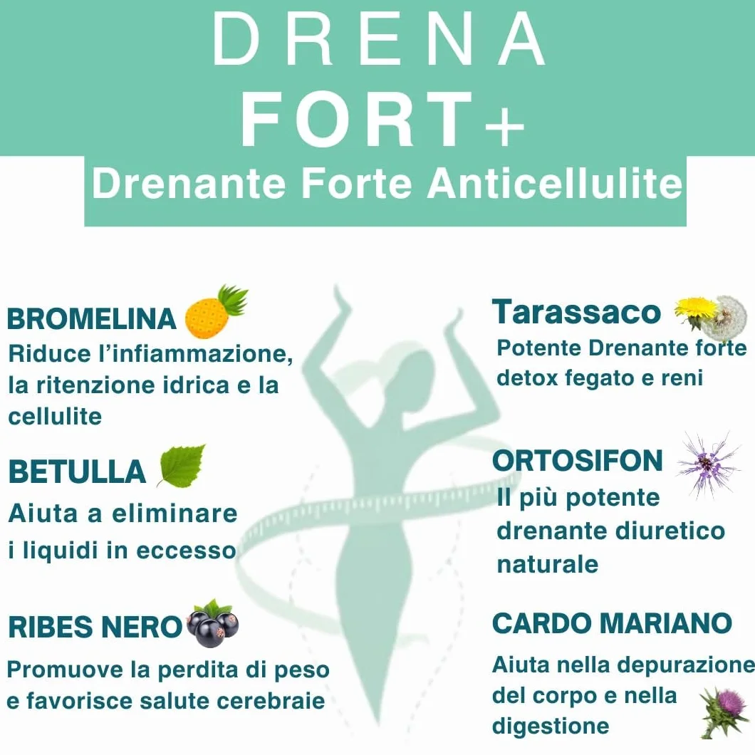 Drenante Forte con Bromelina e Ananas Detox Dimagrante Sgonfiante Pancia Glutei
