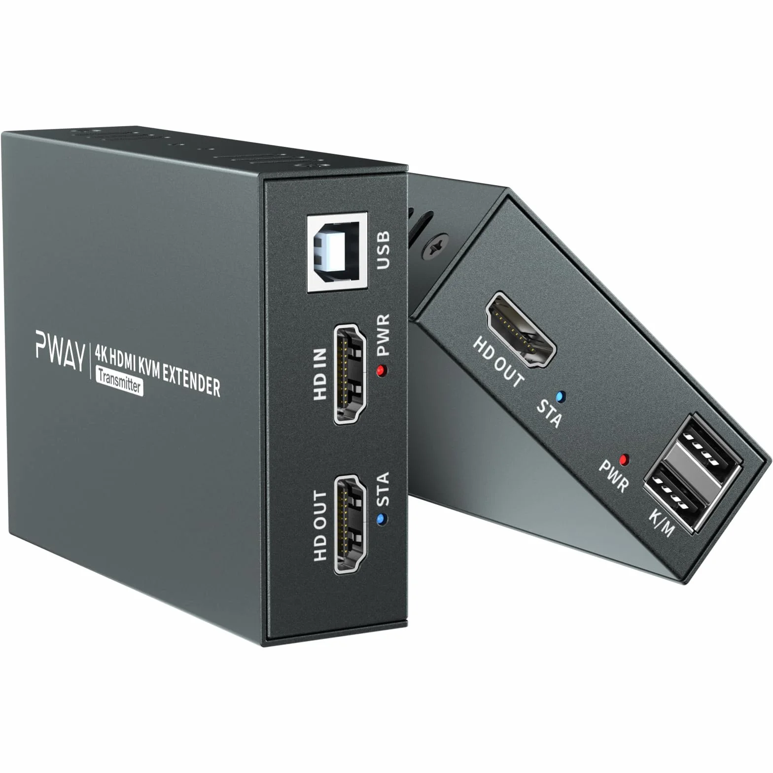 PWAYTEK HDMI KVM USB Extender 164ft /50m Trasmissione su Single Cat5e / 6/7 Full HD 4K@60HZ Supporto Loop out Funzione EDID 3D (nero 4K)