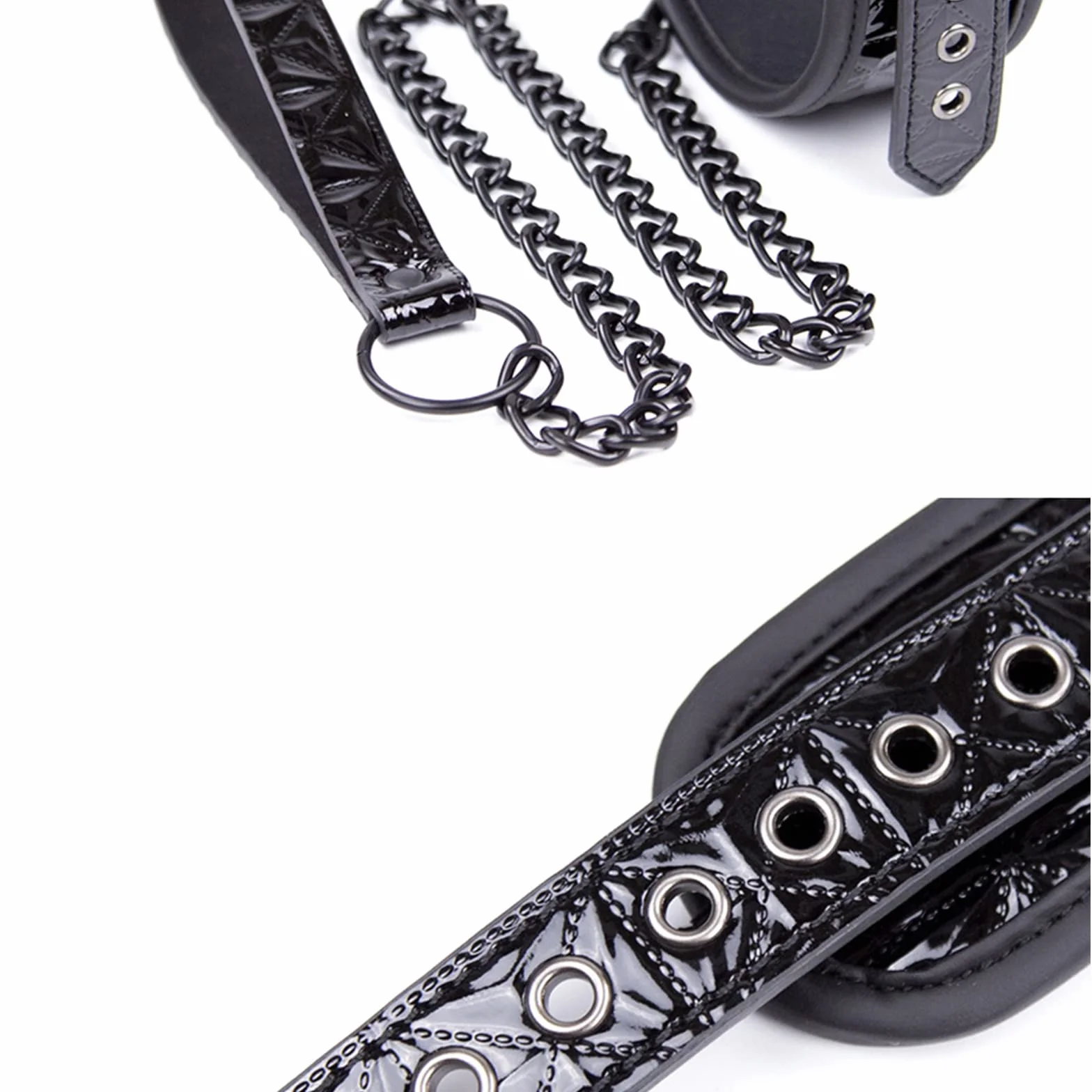 Collare BDSM in pelle con guinzaglio catena per adulti Fetish donna Bondage erotico SM