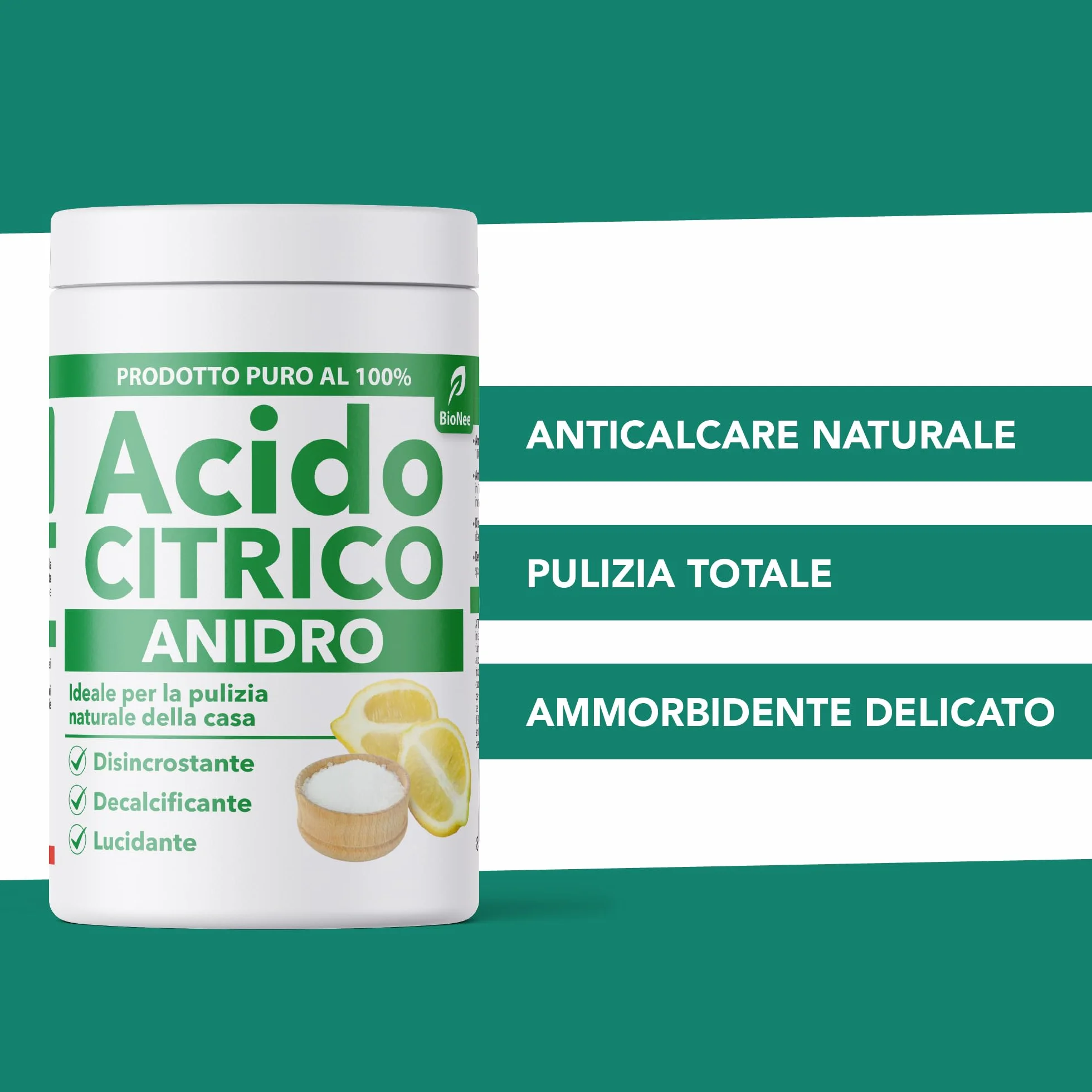 Acido Citrico Anidro Puro 1kg Polvere Anticalcare Ammorbiente Disincrostante Detergente Multiuso