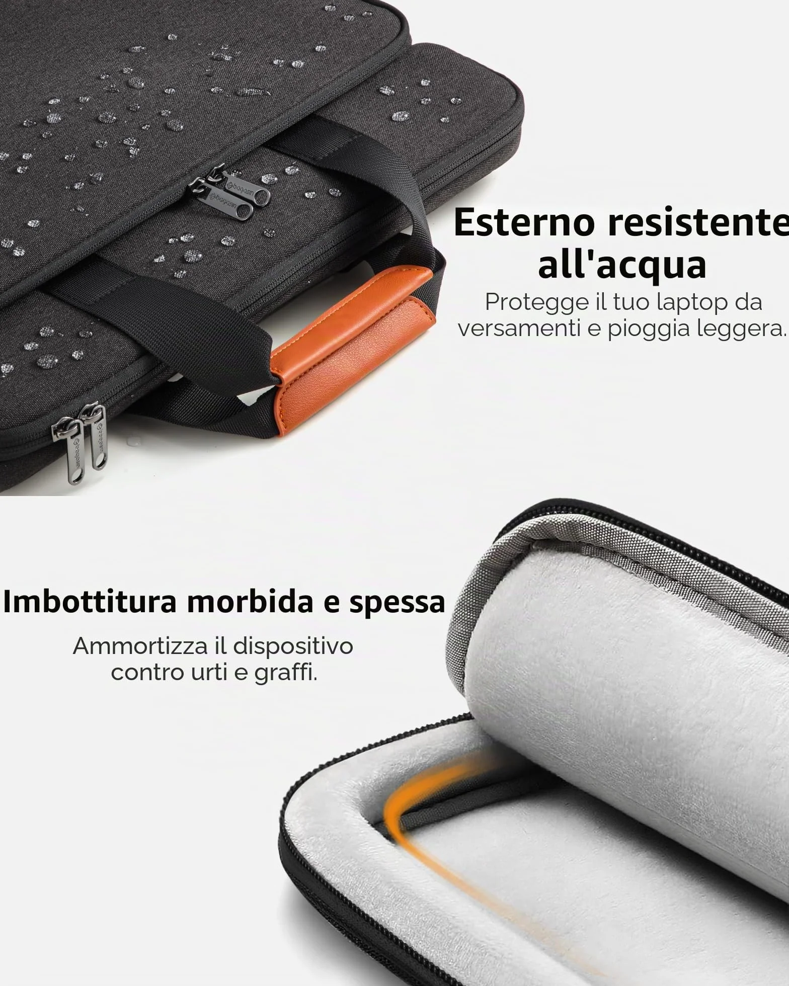 bagasin Borsa per laptop, valigetta per computer portatile compatibile da 15,6" a 17,3", borsa a tracolla estensibile, borsa messenger, borsa da trasporto per notebook e PC