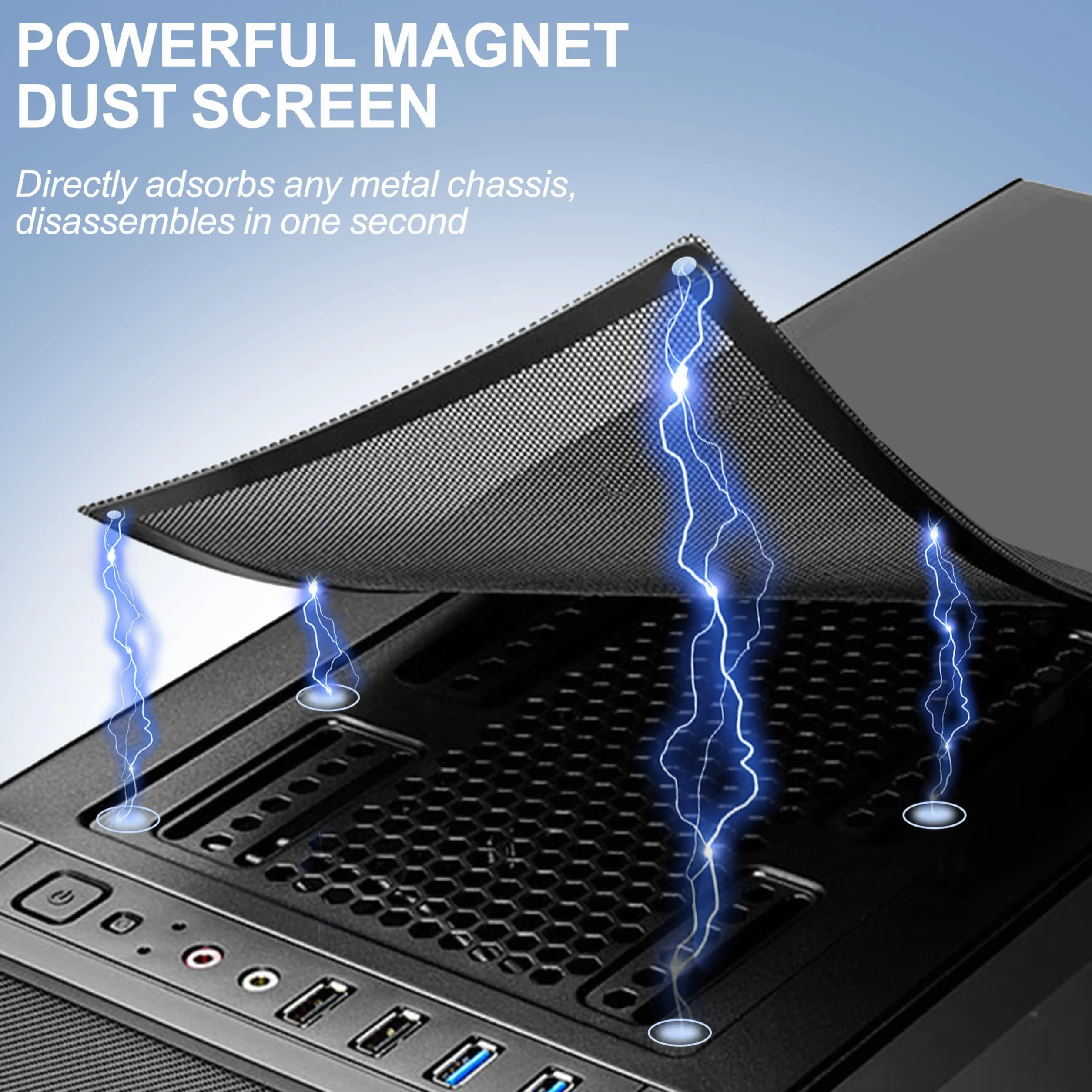 Filtro Antipolvere PC, 120mm Magnetico Griglie di Ventilazione, Filtro dell'Aria per Ventola di Raffreddamento del Computer Case, per Alimentatori/Modem/Routers (Nylon, 4 Pezzi, Nero)