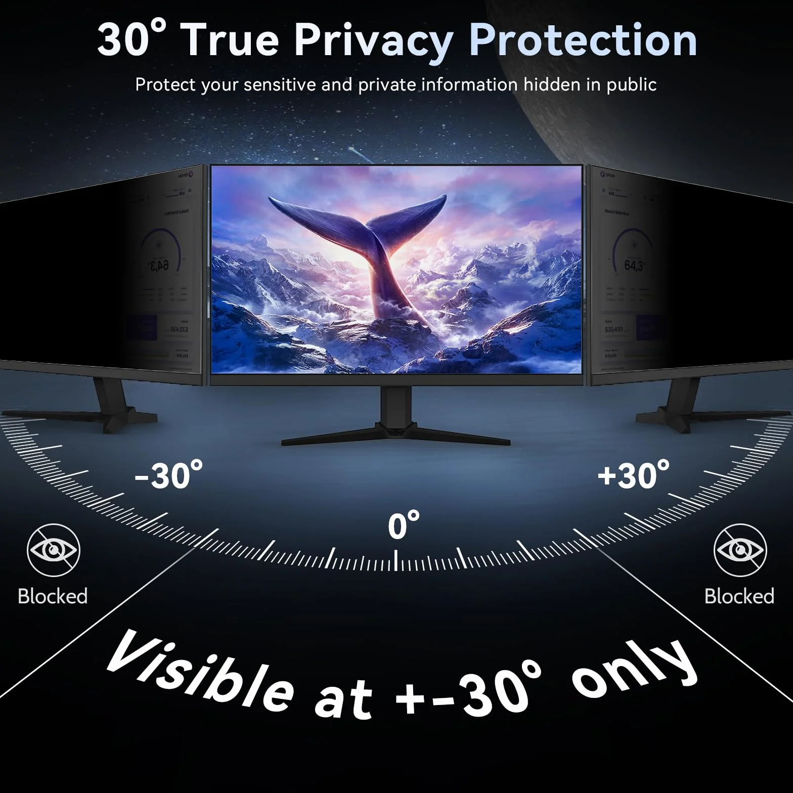 Protescreen 27 Pollici Filtro Privacy,Rimovibile Pellicola Protettiva per Schermo ,Anti-Luce Blu Anti Spia Rivestimento Anti-Rifletto Film per PC&Monitor 27" 16:9 Widescreen Computer