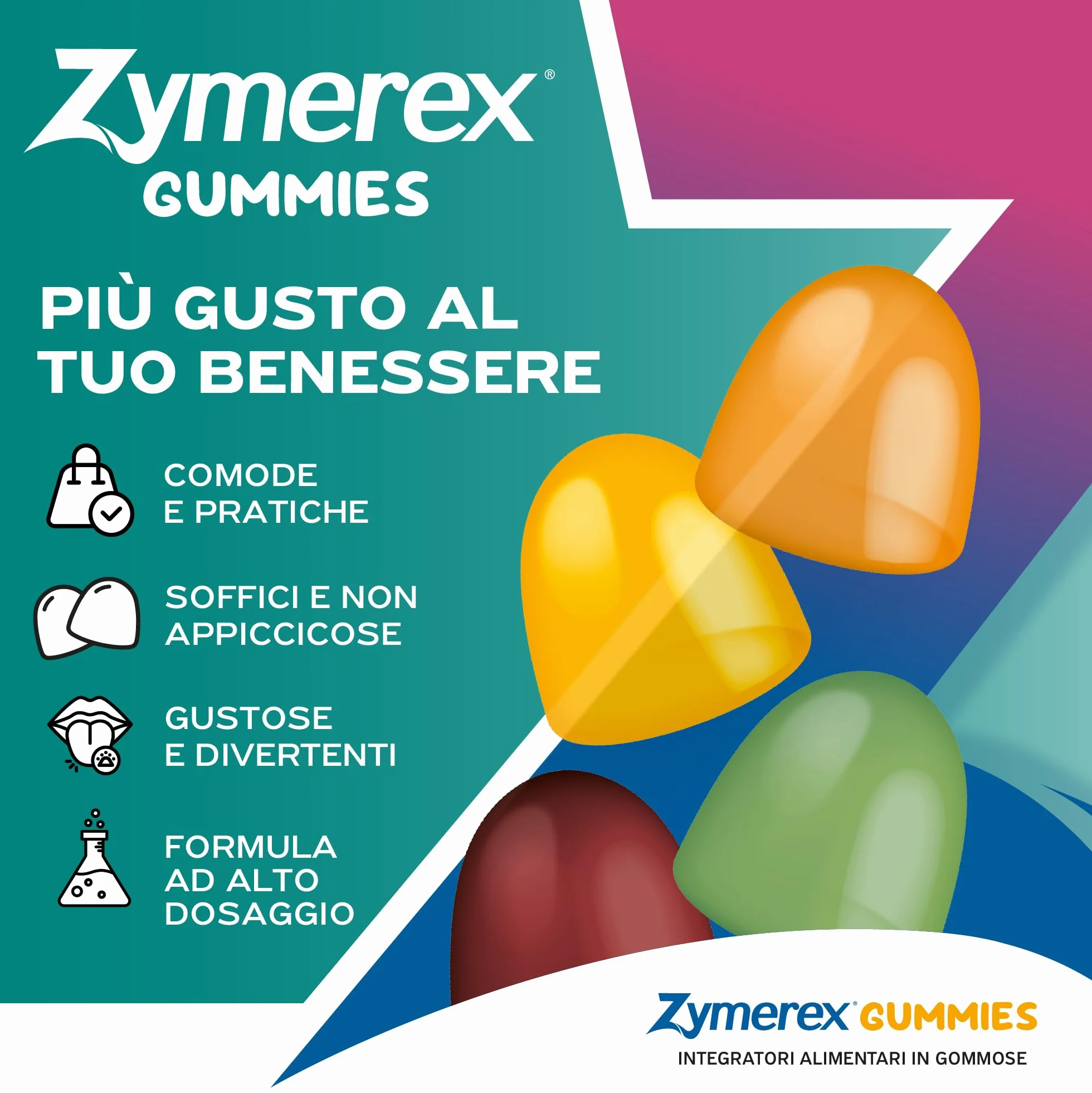 Zymerex REGOLA FIBRE Gummies 45 gommose Integratore fibre regolarità intestinale
