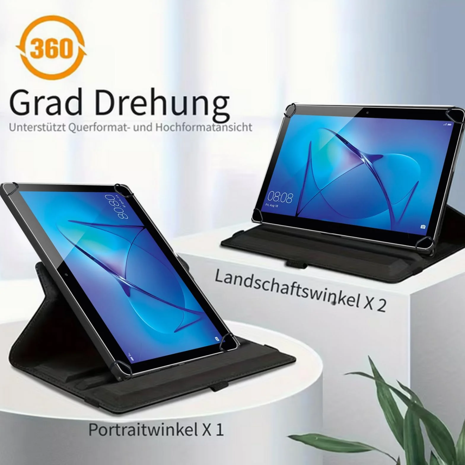 Custodia protettiva adatta per Samsung Galaxy Tab A7 SM-T500 SM-T505 SM-T510 Tablet Tutti i dispositivi da 10 a 10,4 – 11 pollici, con funzione leggio a 360 gradi, colore: arancione