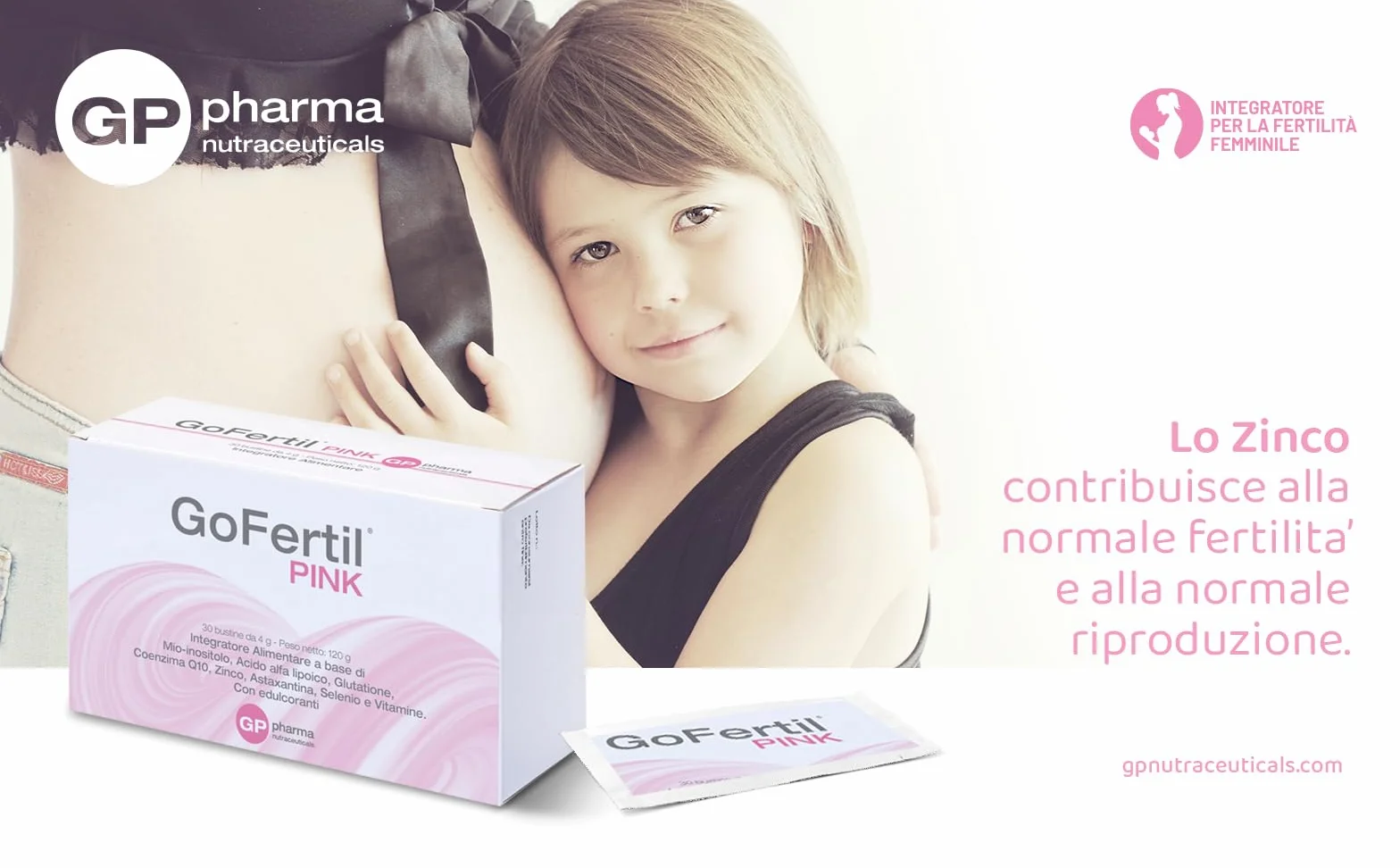 GoFertil Pink GP Nutraceuticals Myo Inositolo e Acido Folico per la Fertilità Femminile