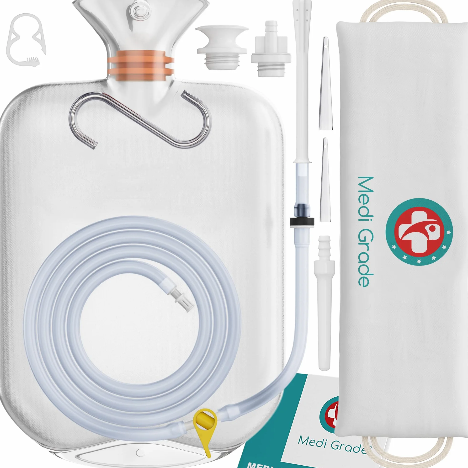 Medi Grade Kit per Pulizia Intima 2 Litri - Domestico - Clistere Riutilizzabile - Trasparente