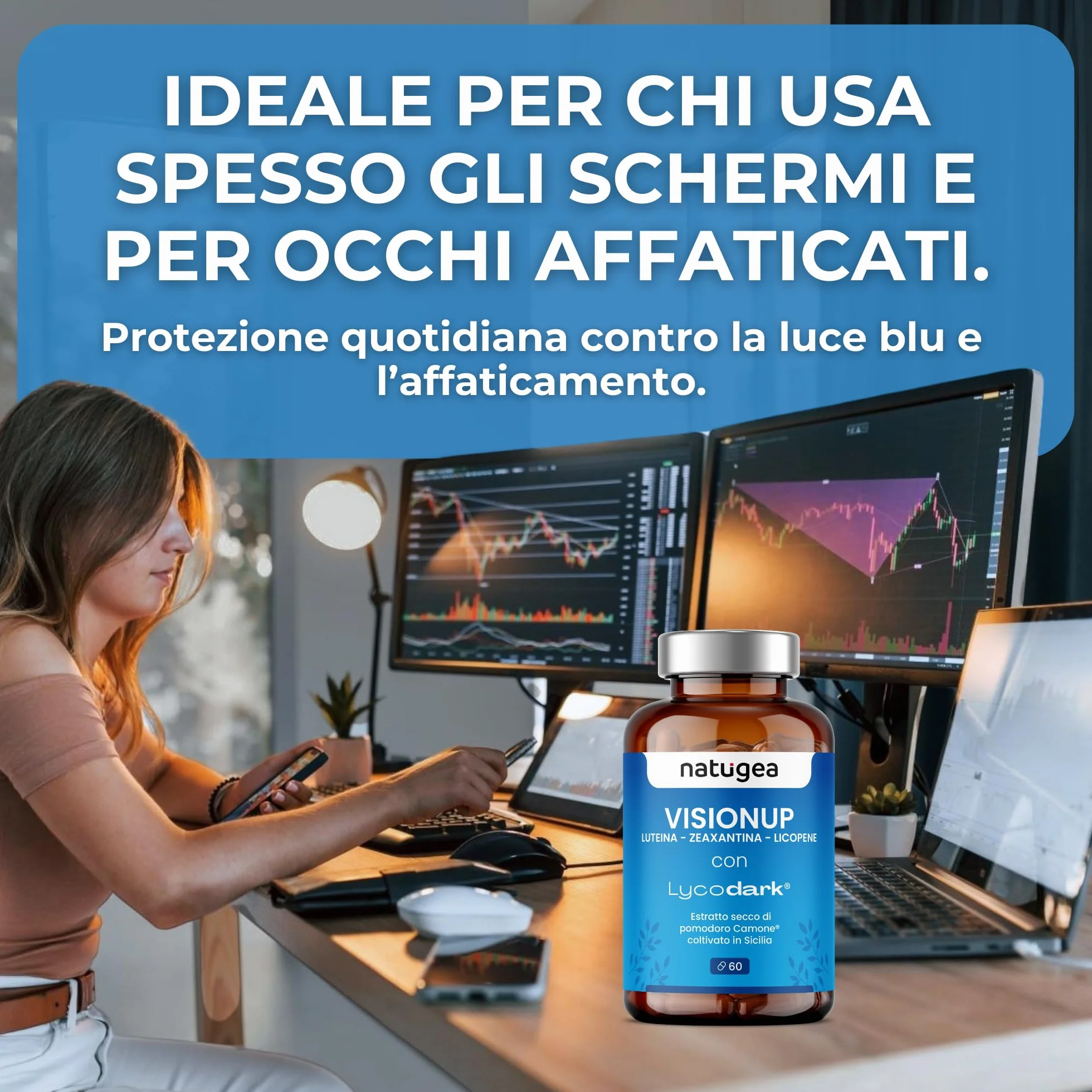 Integratori per Occhi con Luteina e Zeaxantina, 60 capsule Vegane, Made in Italy