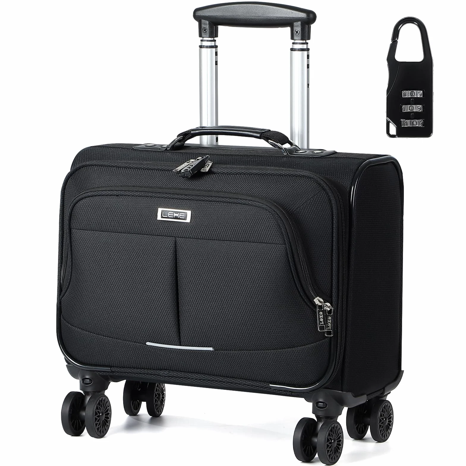 Borsa Trolley Porta PC con lucchetto TSA 4 Ruote per Laptop 15,6 Pollici Impermeabile Valigia per Viaggi - Nero