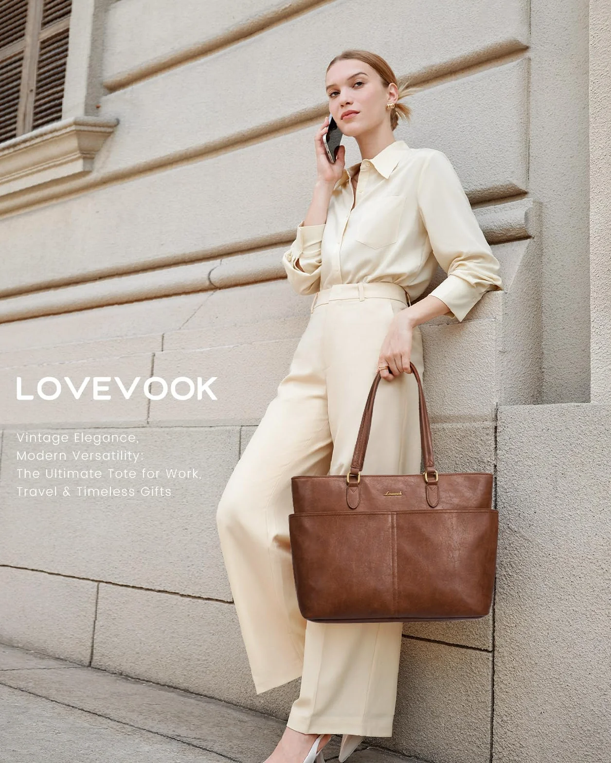 LOVEVOOK Borsa Donna Tote Grande Elegante Porta PC Shopping Università Ufficio Lavoro Tracolla Spesa Giornaliera Capiente Resistente per Lavoro, Studio e Ufficio