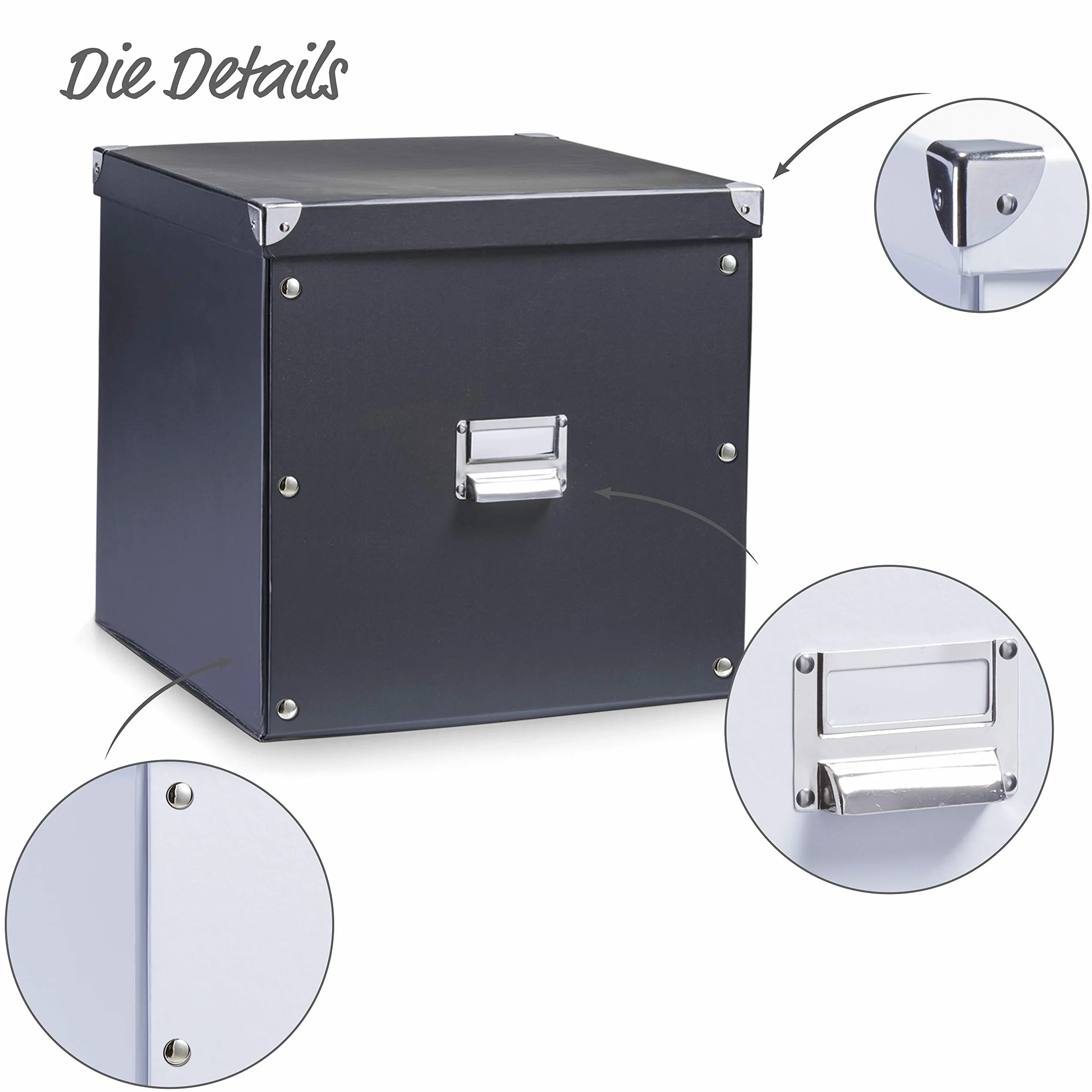 Zeller 17635 Scatola per archiviazione in cartone, 33.5 x 33 x 32 cm, colore: Nero