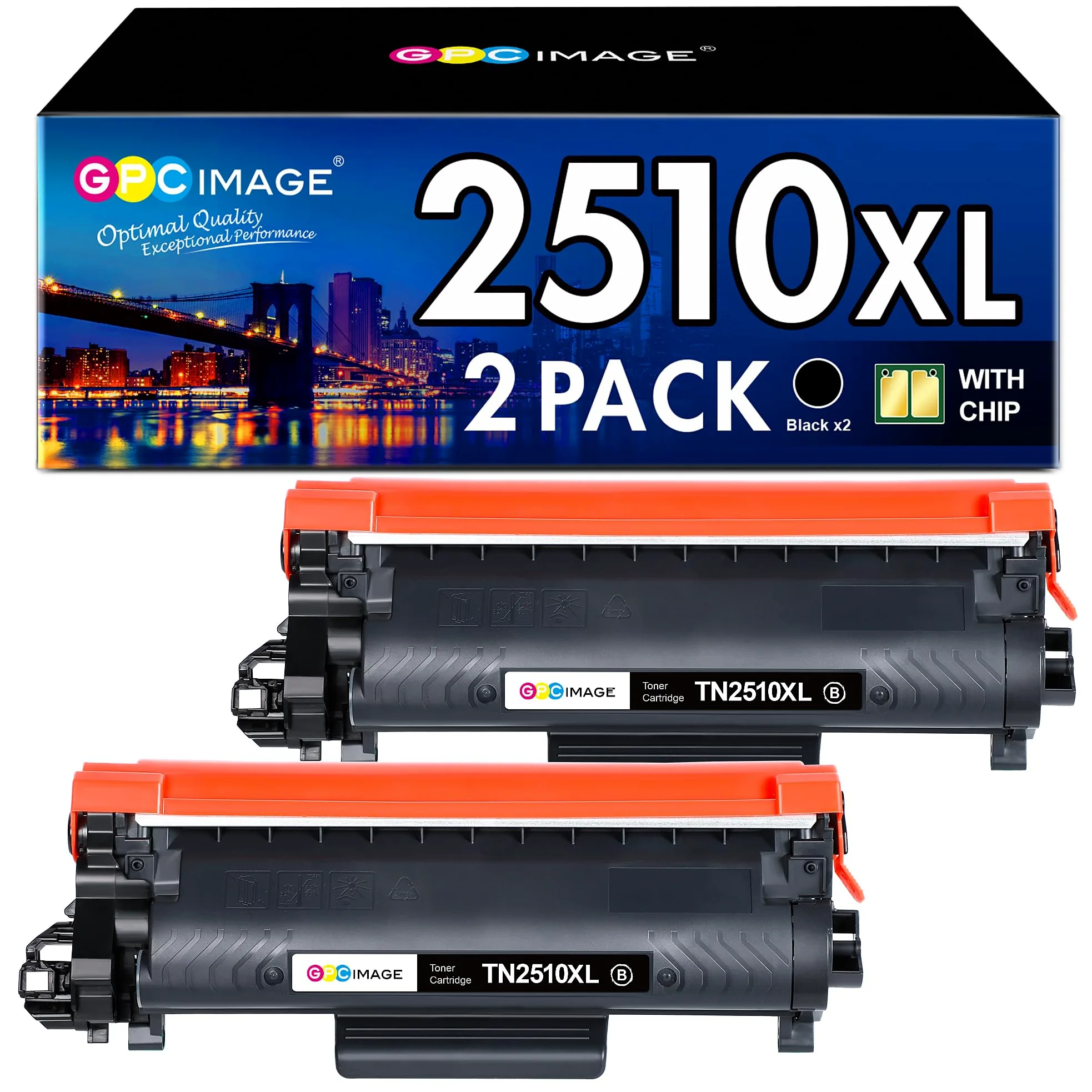 GPC Image TN2510XL TN2510 Toner Compatibili per Brother TN-2510 XL per MFC-L2827DW L2800DW L2860DW L2835DW HL-L2400DWE L2445DW L2447DW DCP-L2660DW L2620DW L2665DW (2 Nero)