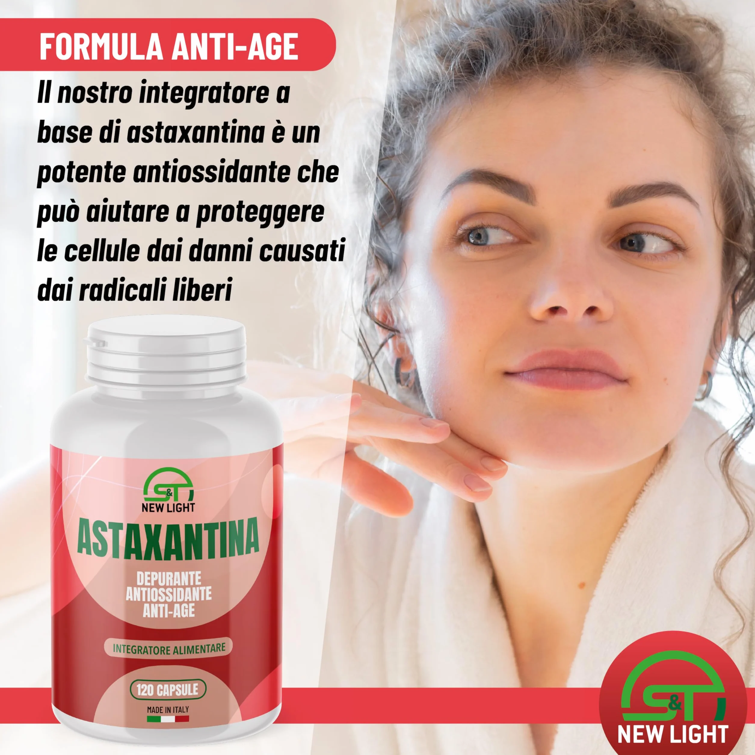 S&T New Light Astaxantina Naturale 20mg 120 Capsule - Integratore Antiossidante Alto Dosaggio