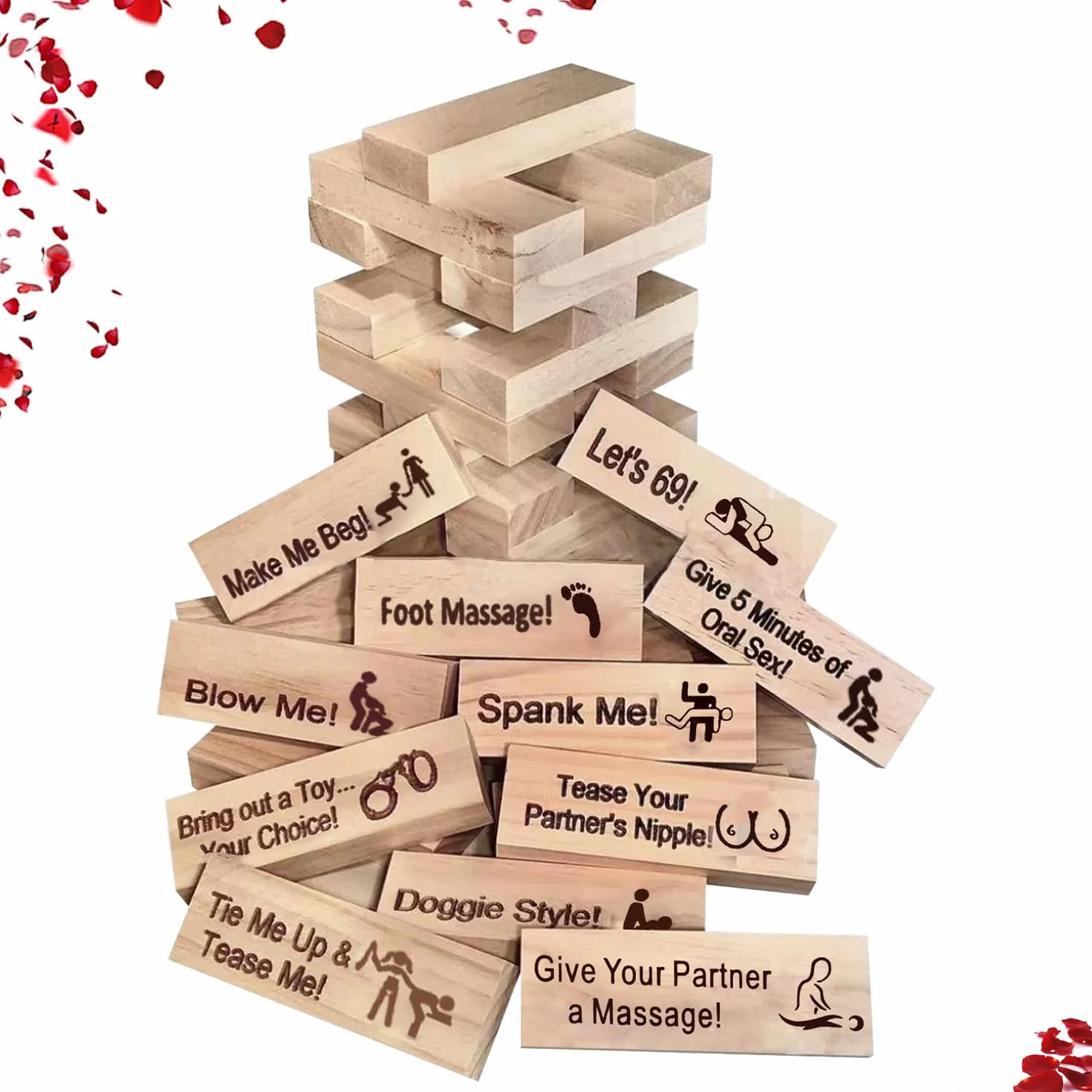 RoserRose Giochi Erotici Coppie 48 Pezzi in Legno Torre della Lussuria con Sfide Piccanti