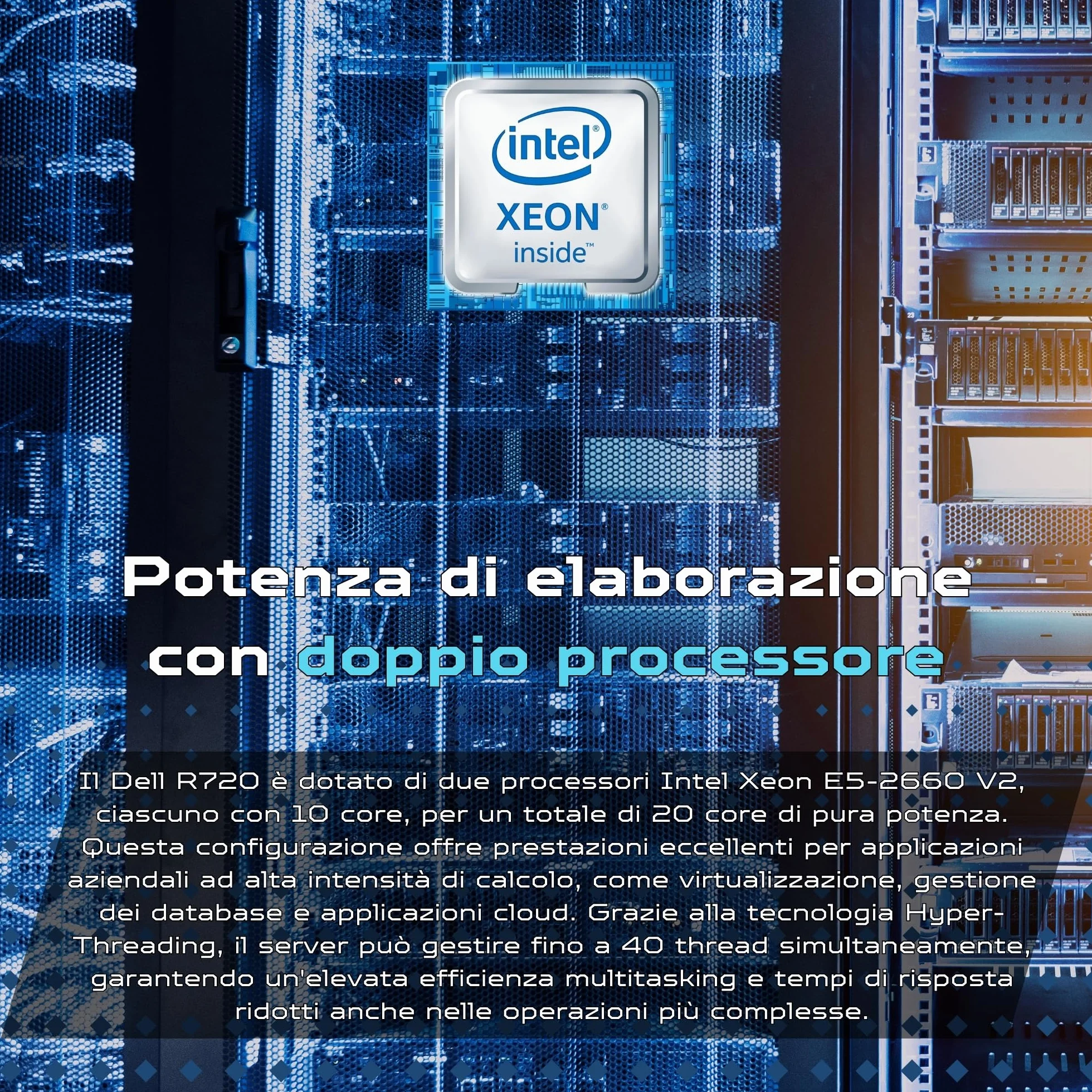 Dell R720 Server Rack 8x SFF 2x Xeon 10-Core E5-2660 V2 128GB RAM DDR3 2x 3TB SAS H710 Ctrl 2xPSU Windows Server 2022