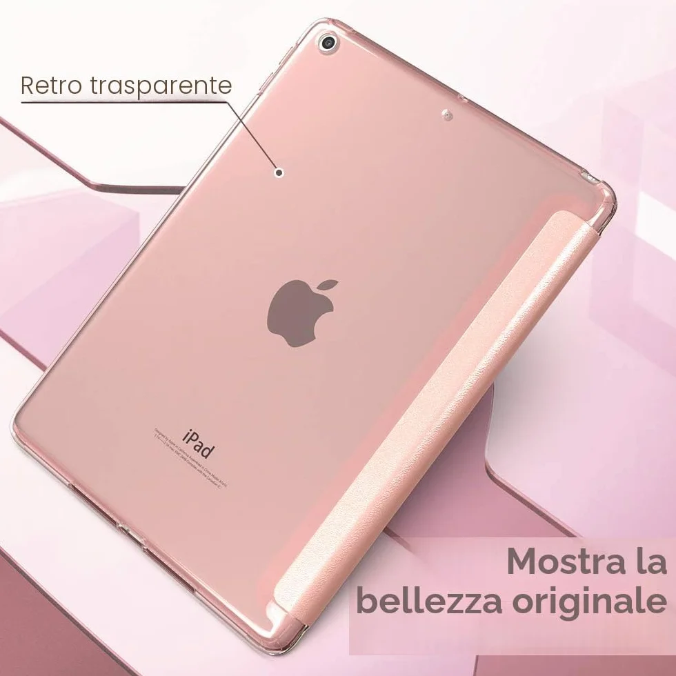 MoKo Cover per iPad 10,2" 9a Gen. 2021 8a Gen. 2020 7a Gen. 2019 Custodia Ultra Sottile Leggero Tri-fold Auto Sveglia/Sonno Retro TPU, Oro Rosa