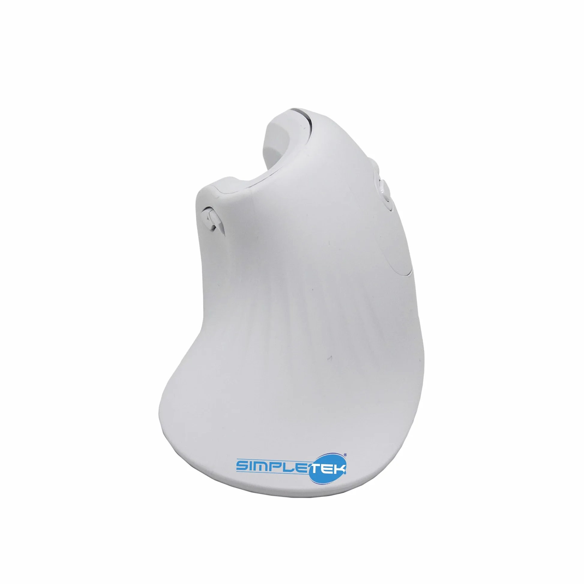 SIMPLETEK - Mouse Verticale Ergonomico Wireless - Senza Fili 2.4GHz - DPI Regolabile fino a 3200-6 Pulsanti - Design Bianco - Ricevitore USB Incluso